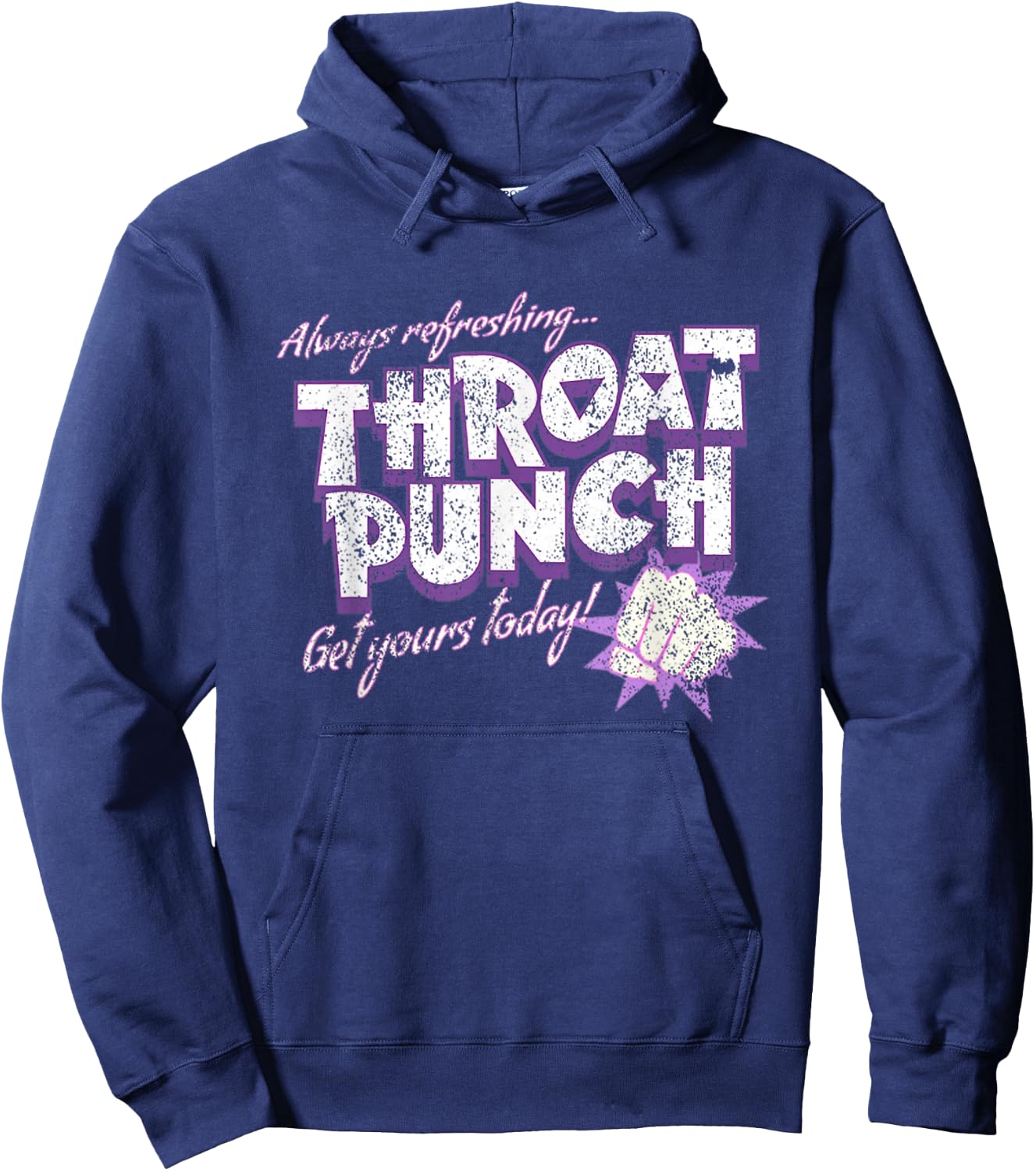 Distressed Refreshing Throat Punch Purple Hoodie - Hoodie | Navy