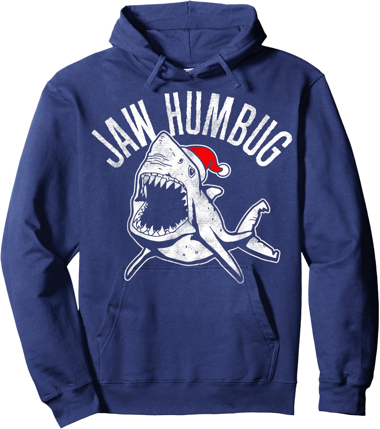 Jaw Humbug Christmas Shark Santa Hat Hoodie - Hoodie | Navy