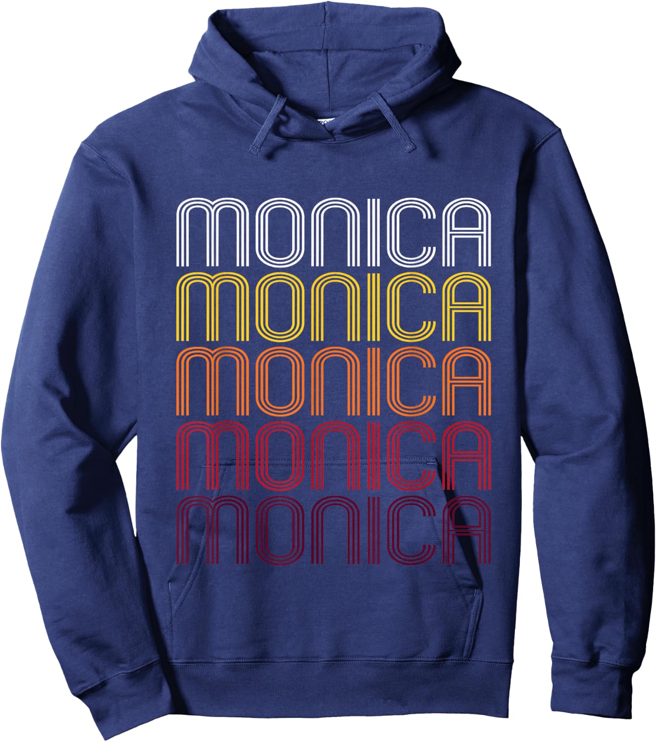 Monica Retro Wordmark Pattern - Vintage Style Hoodie - Hoodie | Navy
