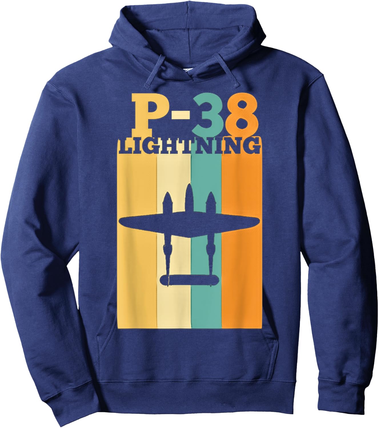 Vintage Warbird P-38 Lightning Fighter Airplane Hoodie - Hoodie | Navy