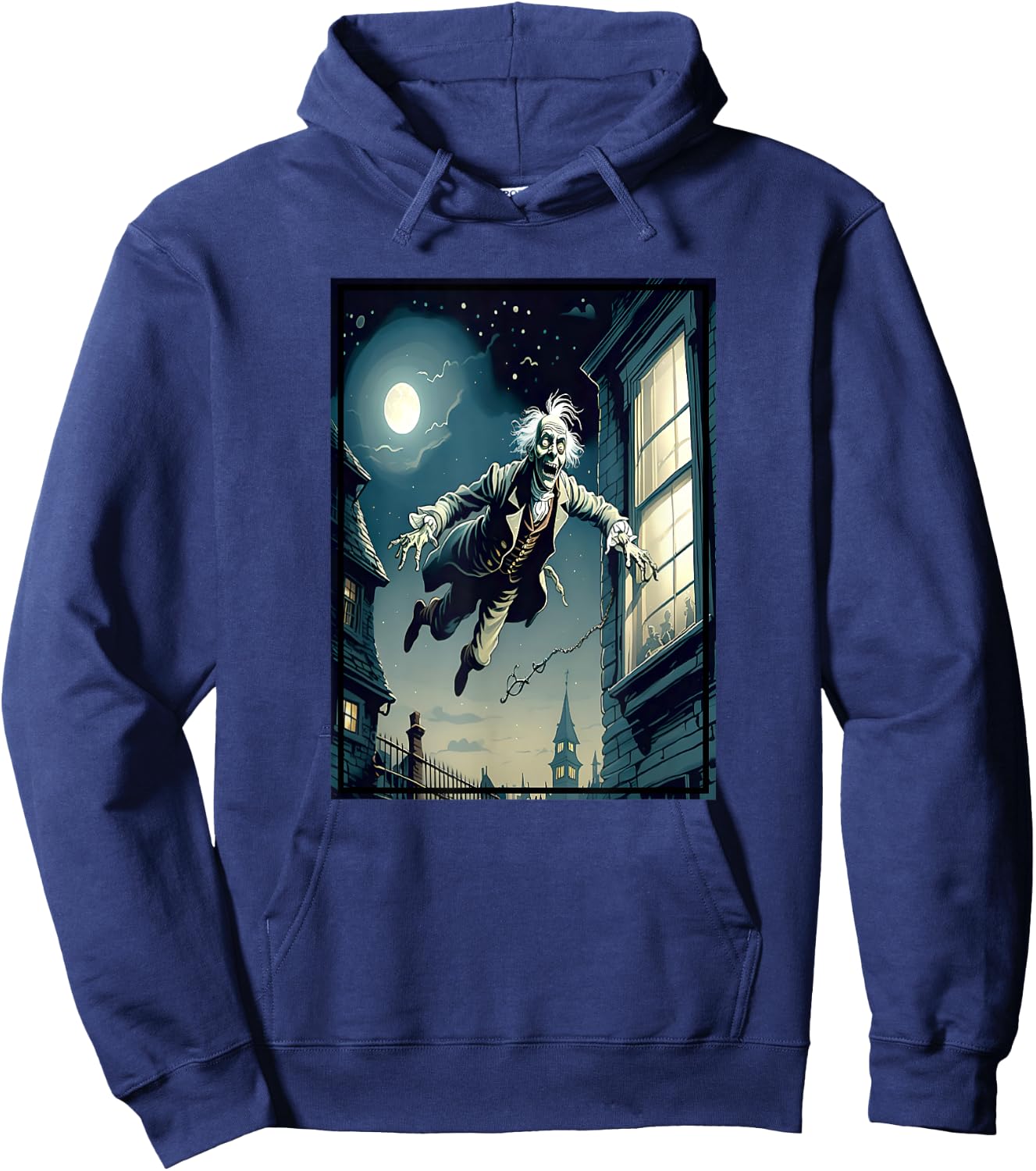 Jacob Marley The Ghost Flying Out The Window Hoodie - Hoodie | Navy