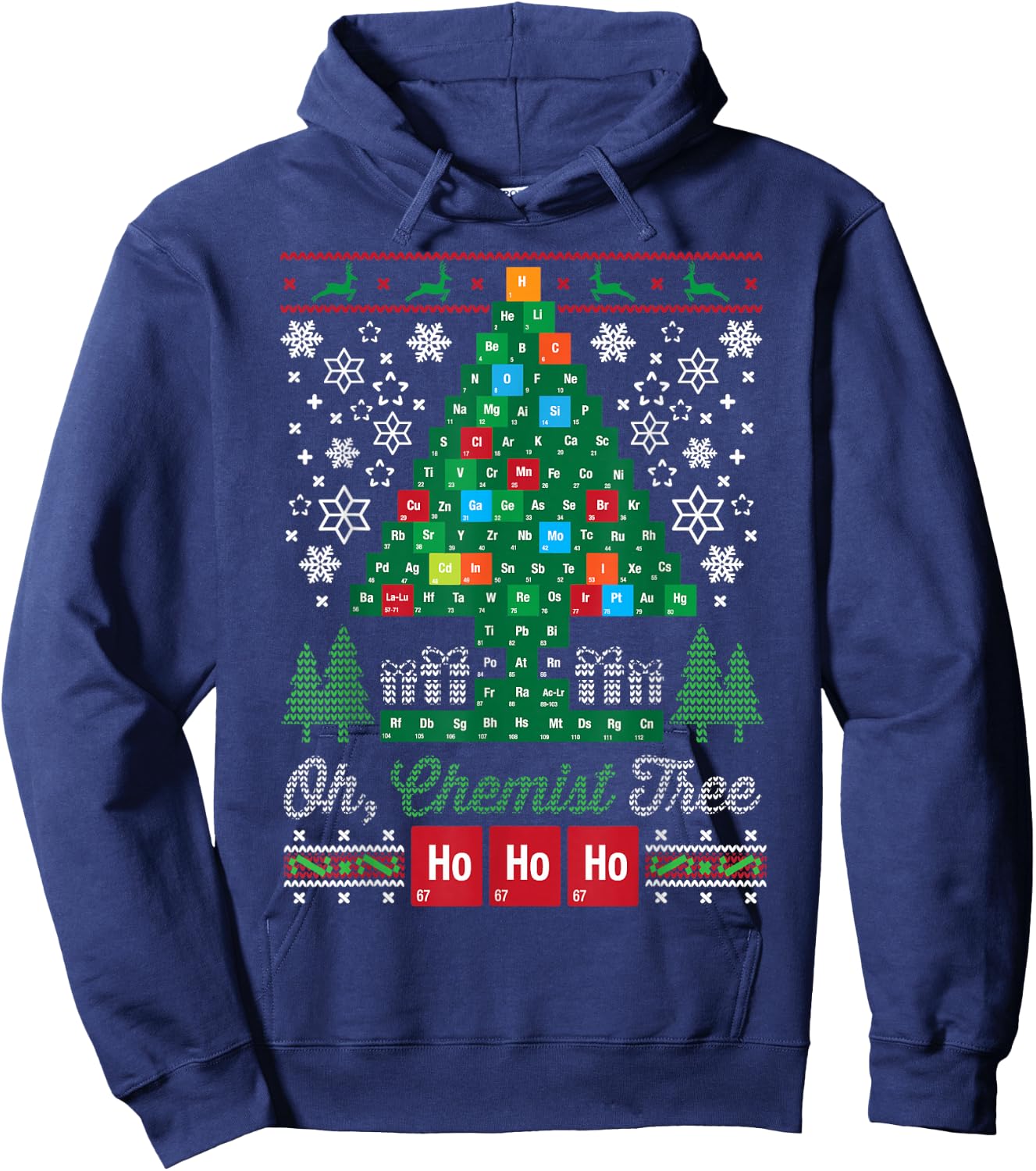 Oh Chemist Tree Merry Christmas Ugly Chemistry Hoodie - Hoodie | Navy
