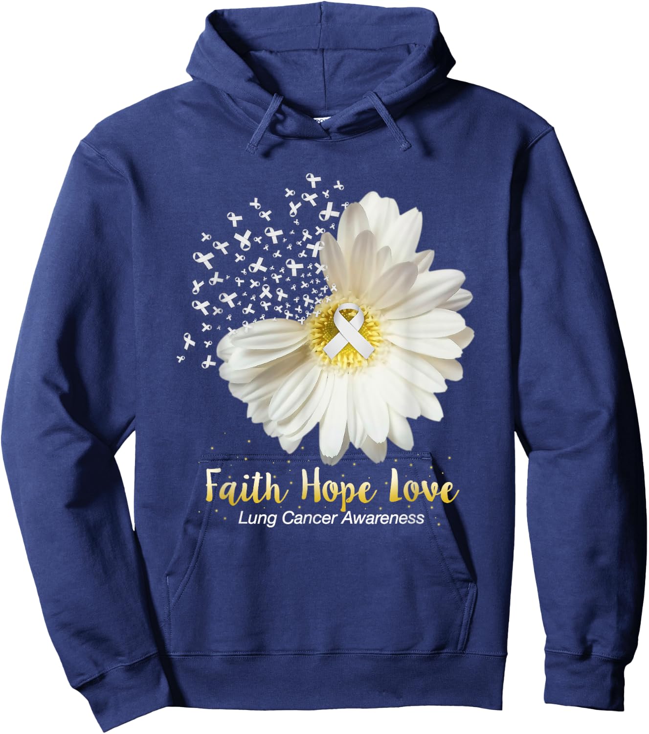 Faith Hope Love Lung Cancer Awareness Gifts Hoodie - Hoodie | Navy