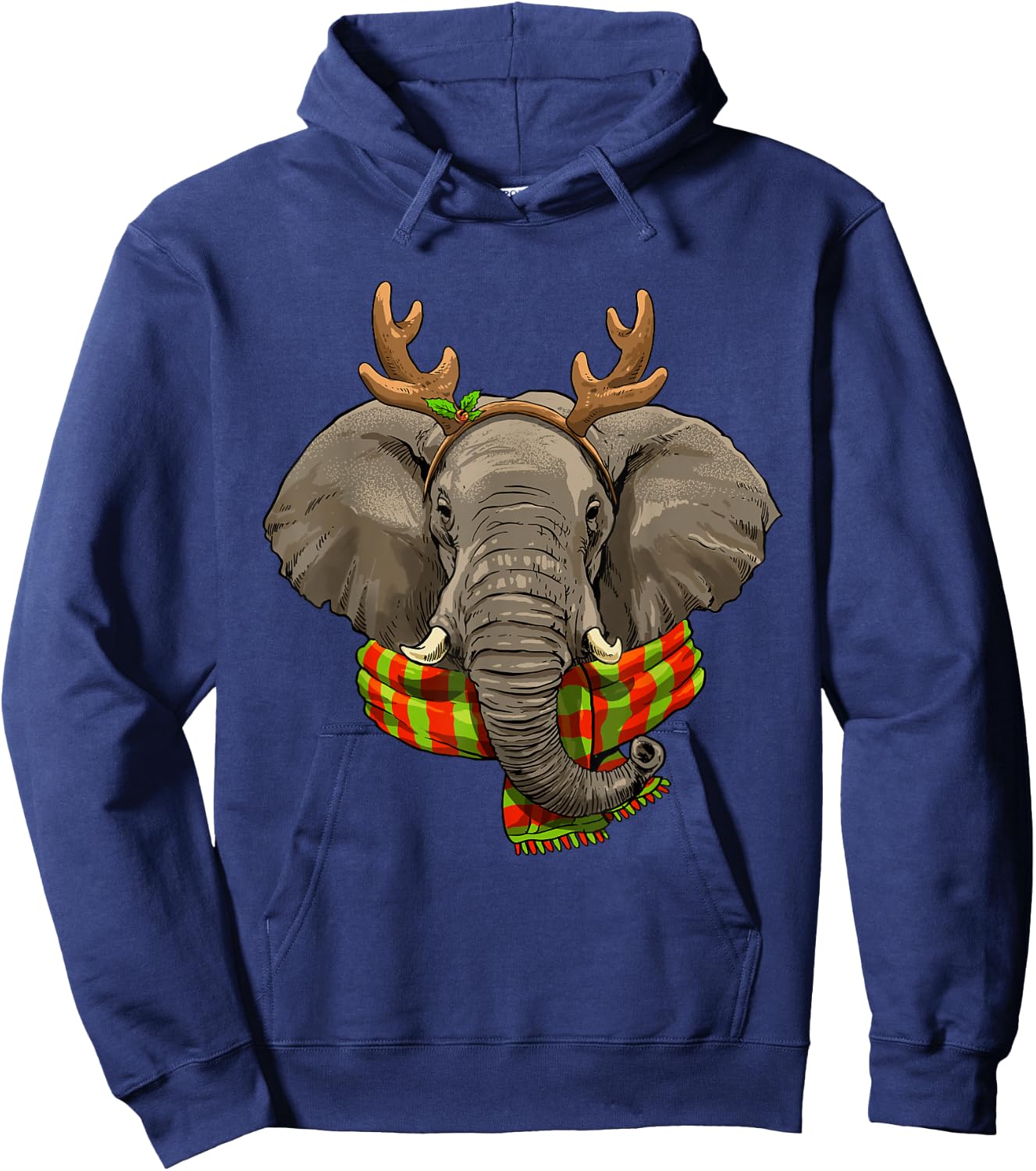 Elephant Christmas Reindeer Antlers Xmas Hoodie - Hoodie | Navy