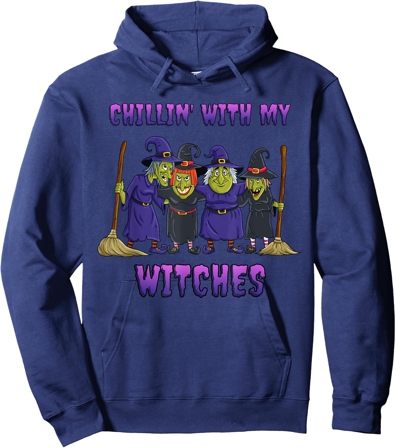 Chillin With My Witches Halloween Hoodie - Hoodie | Navy