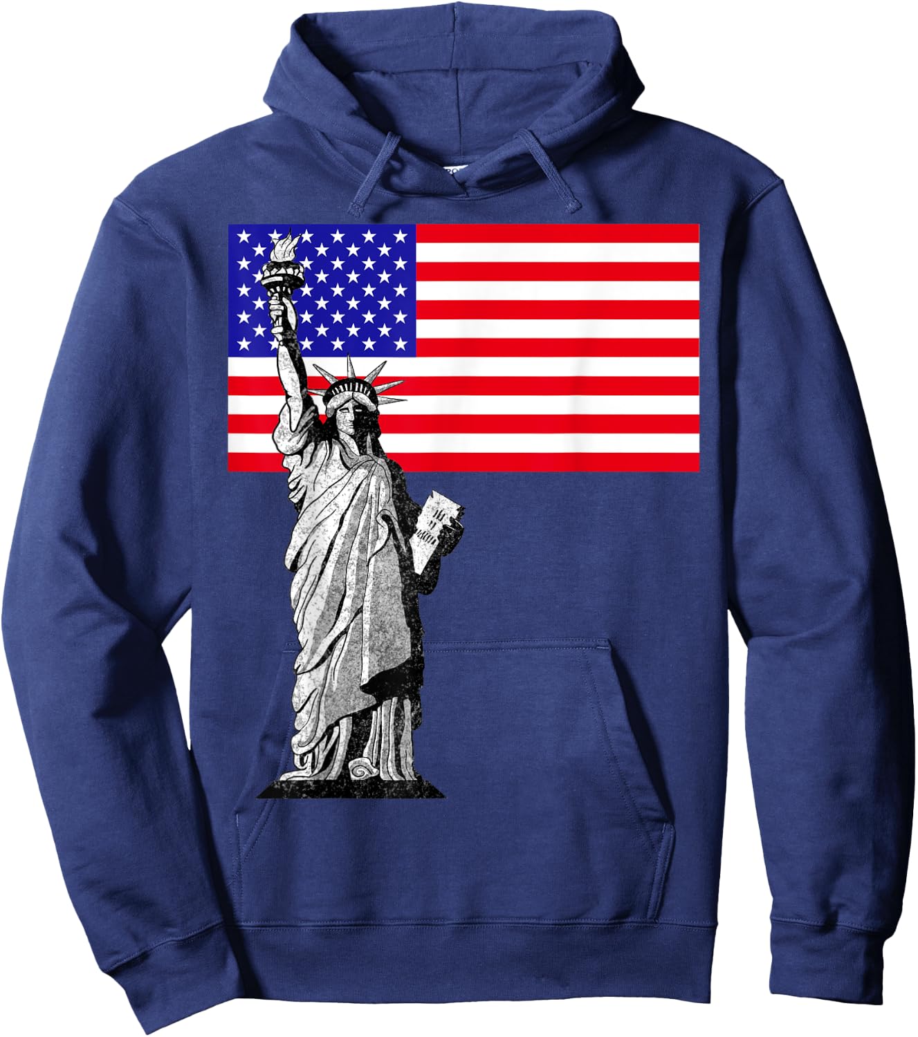 Statue Of Liberty And USA Flag Hoodie - Hoodie | Navy