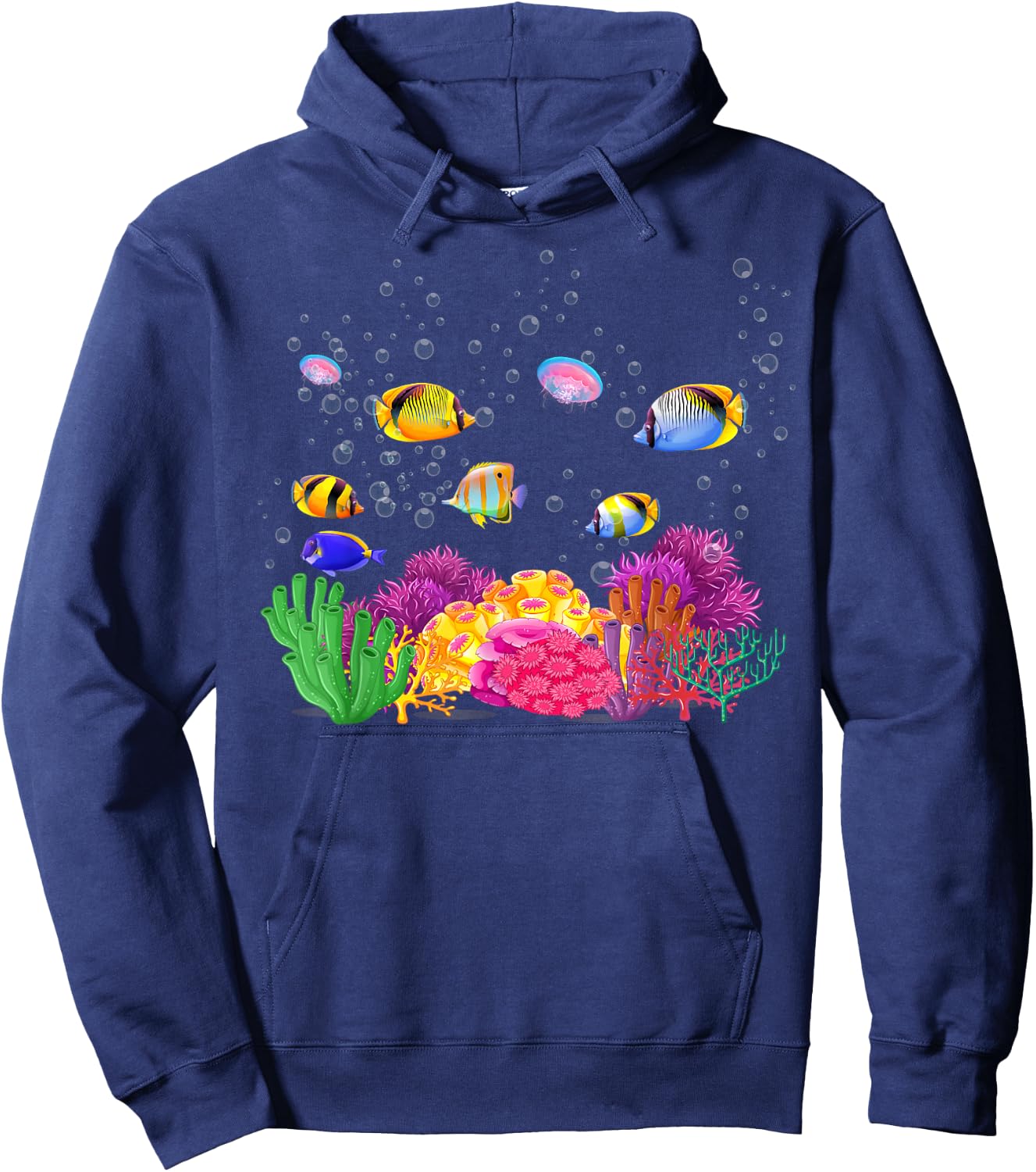 Colourful Tropical Fish on a Coral Reef Hoodie - Hoodie | Navy