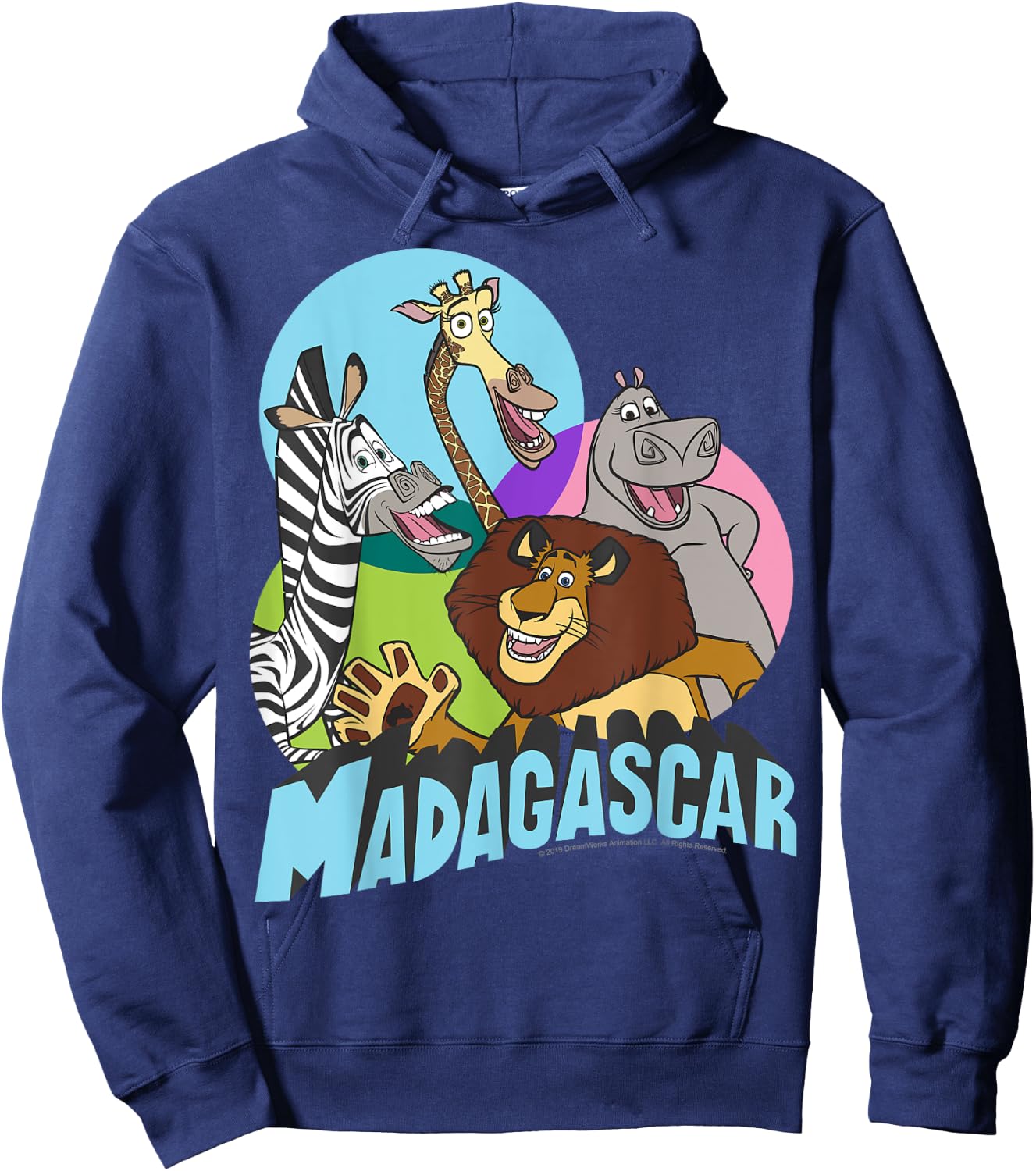 Madagascar Cartoon Group Shot Pop Color Poster Hoodie - Hoodie | Navy