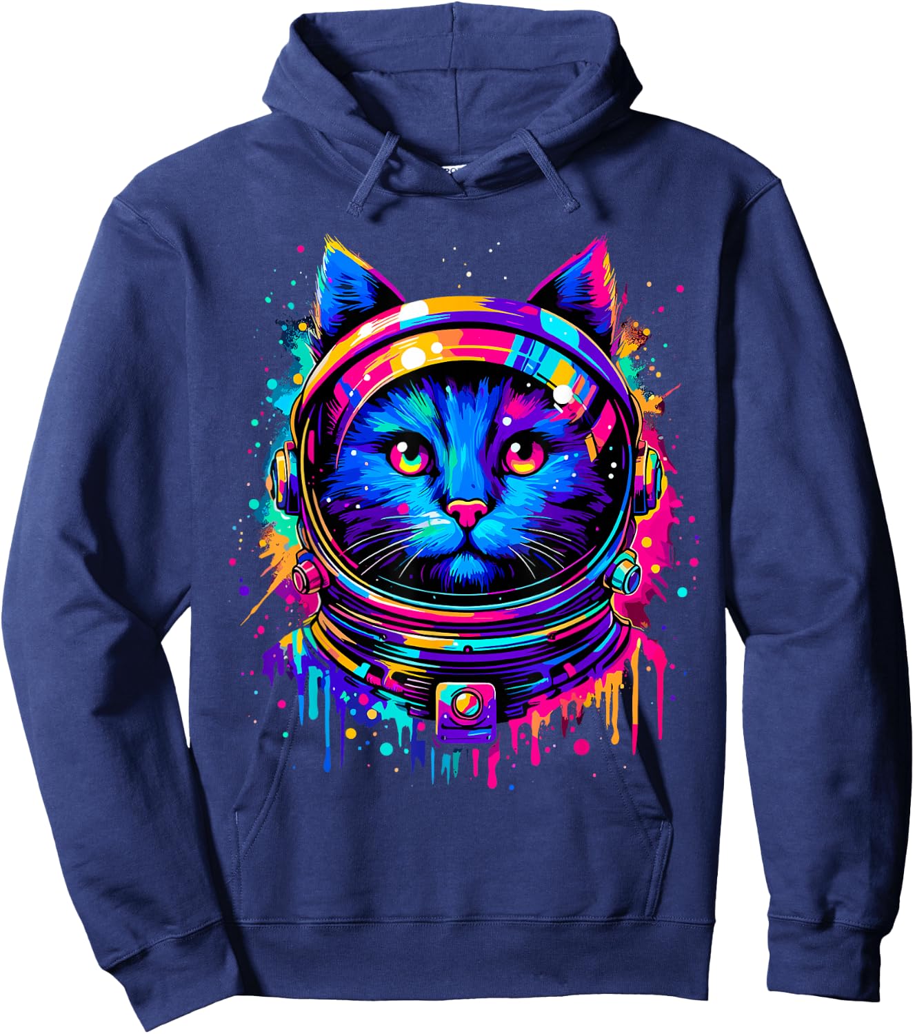 Cat Astronaut Space Funny Cat Hoodie - Hoodie | Navy