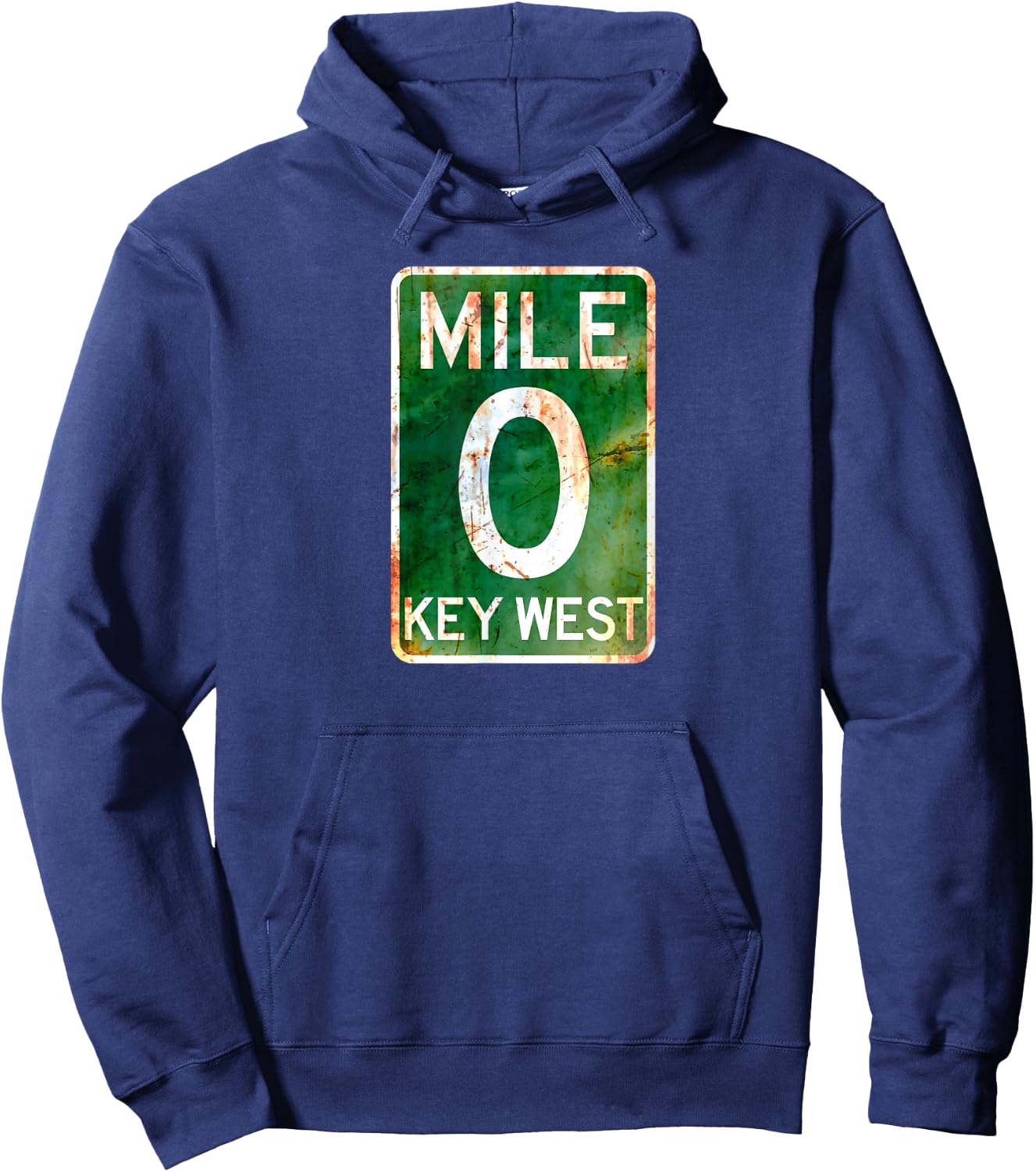 Key West T Shirt Mile 0 Florida Sign Rusted Hoodie - Hoodie | Navy