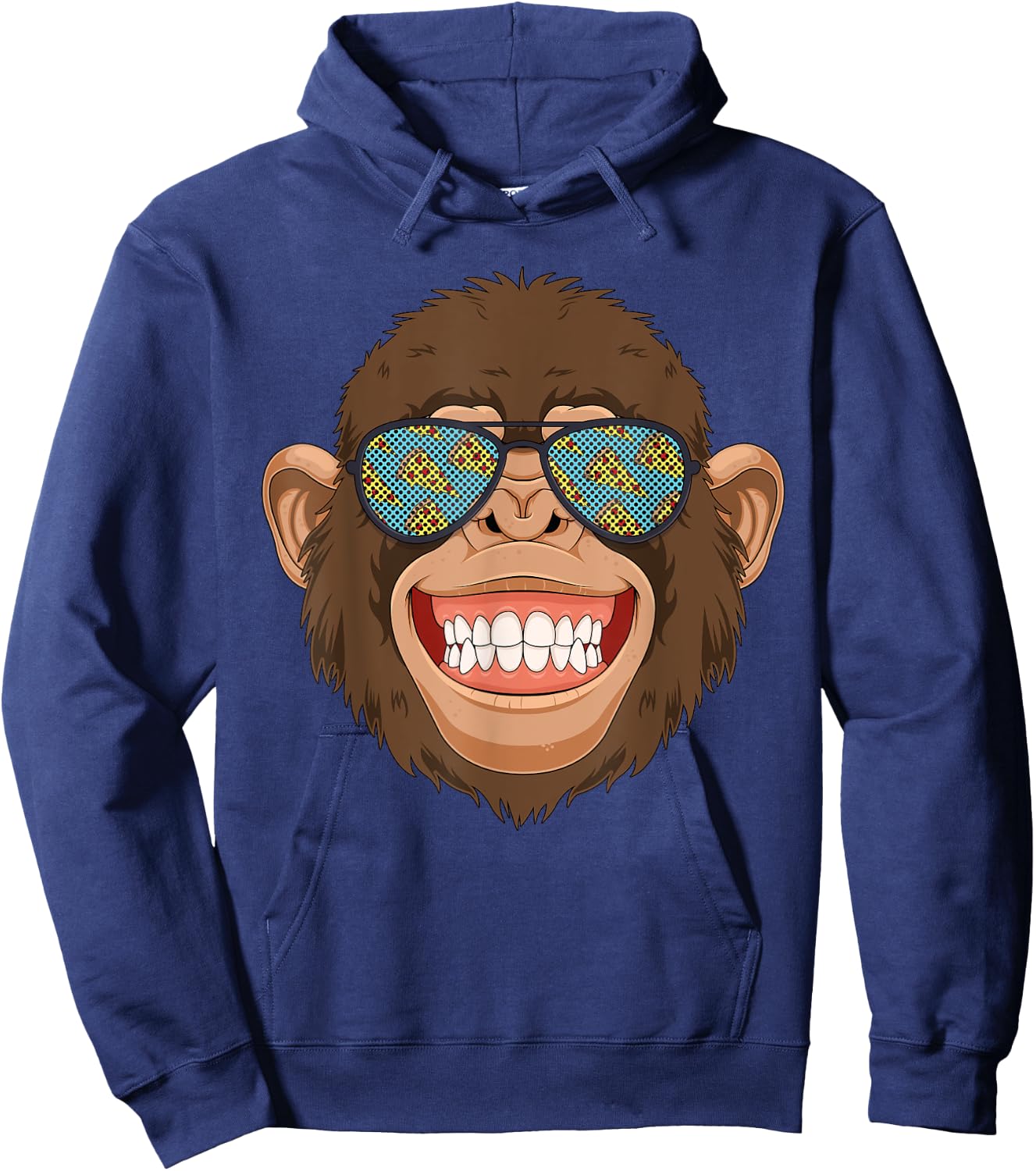 Monkey Pizza Lover With Foodie Sunglasses Hoodie - Hoodie | Navy