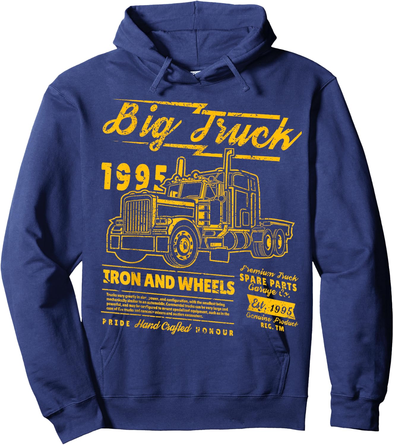 Big Truck Semi Truck Retro Distressed Hoodie - Hoodie | Navy
