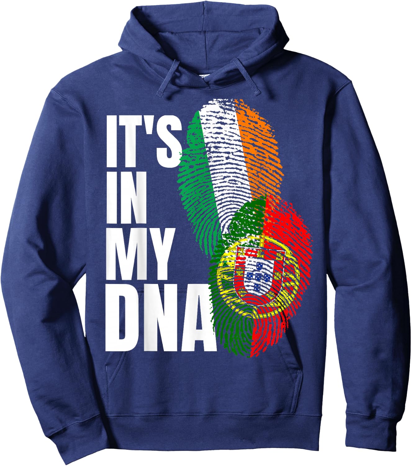 Portuguese And Irish DNA Mix Flag Heritage Hoodie - Hoodie | Navy