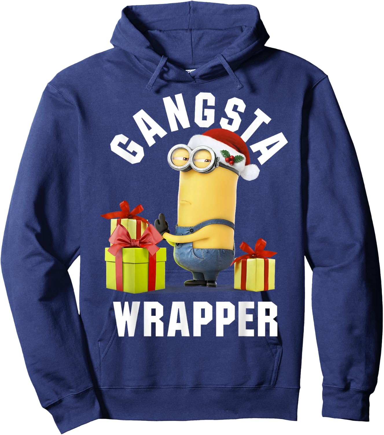 Despicable Me Minion Gansta Wrapper Christmas Hoodie - Hoodie | Navy