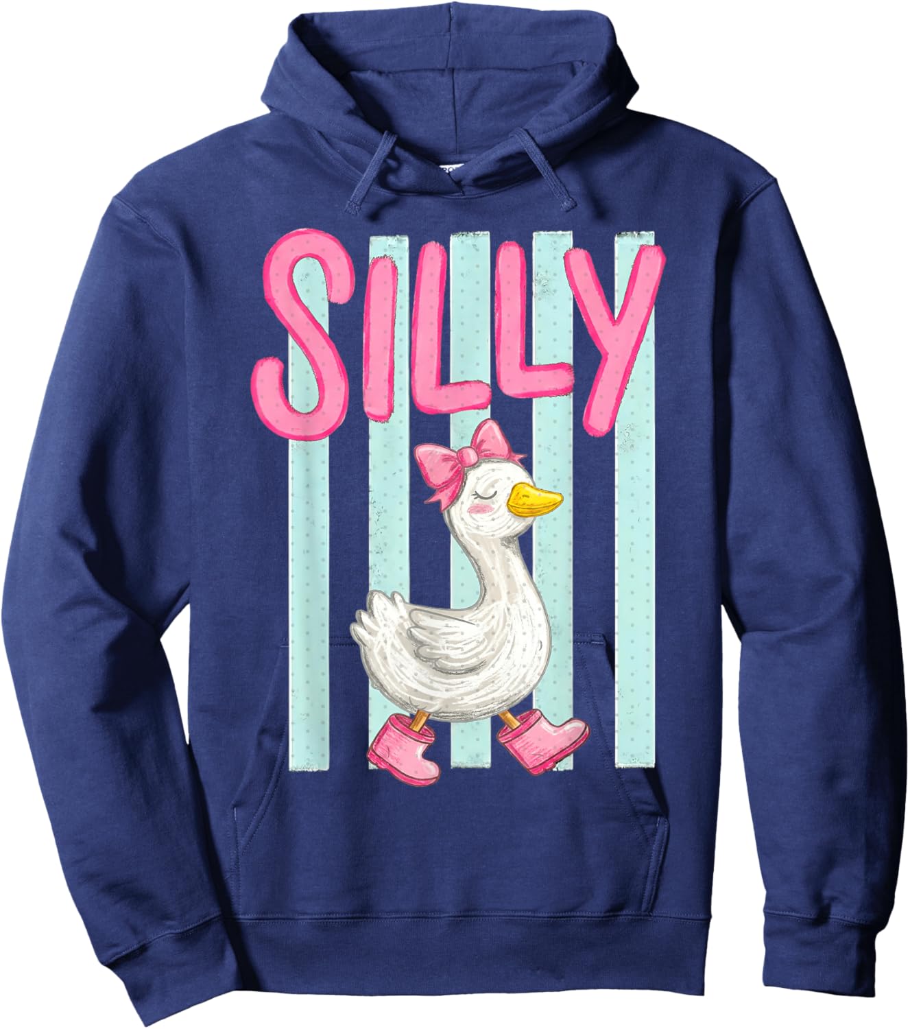 Silly Goose Stripes Watercolor Hoodie - Hoodie | Navy