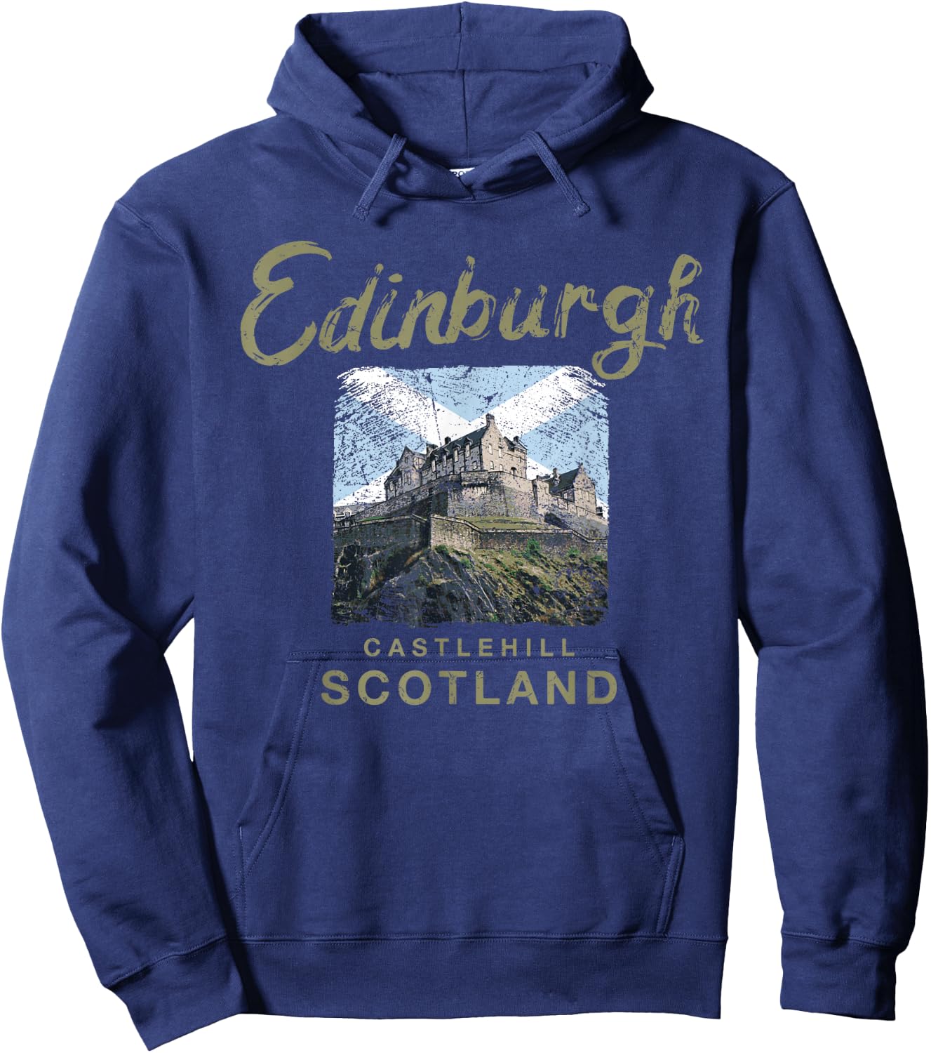 Edinburgh Castle Scotland Vintage Scottish Hoodie - Hoodie | Navy
