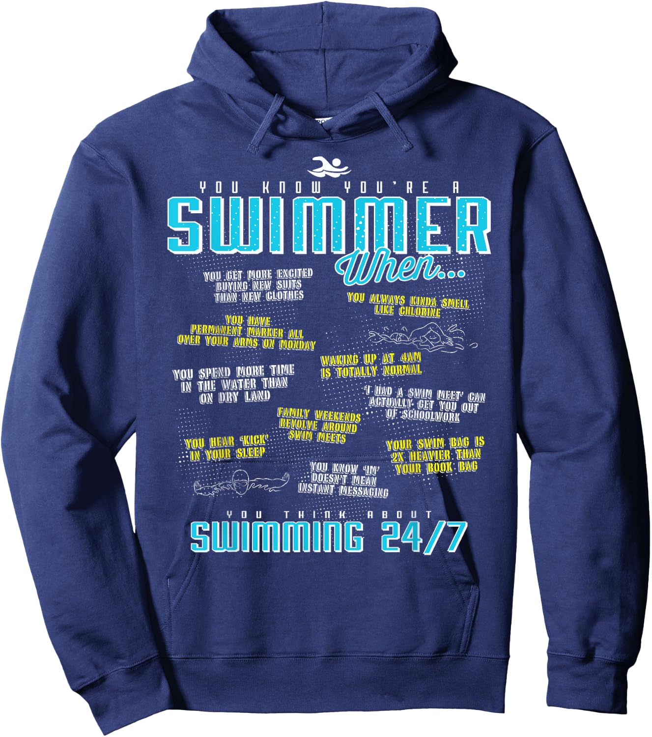 You Know You're A Swimmer When Funny List Hoodie - Hoodie | Navy