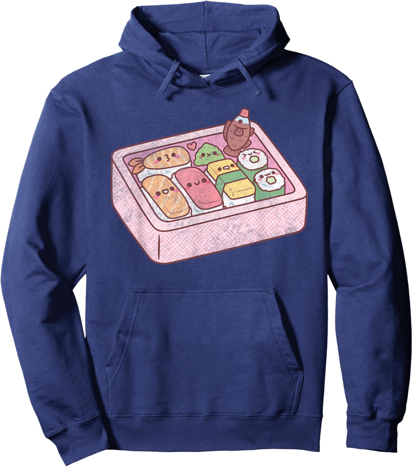 Funny Kawaii Japanese Bento Box Sushi Hoodie - Hoodie | Navy