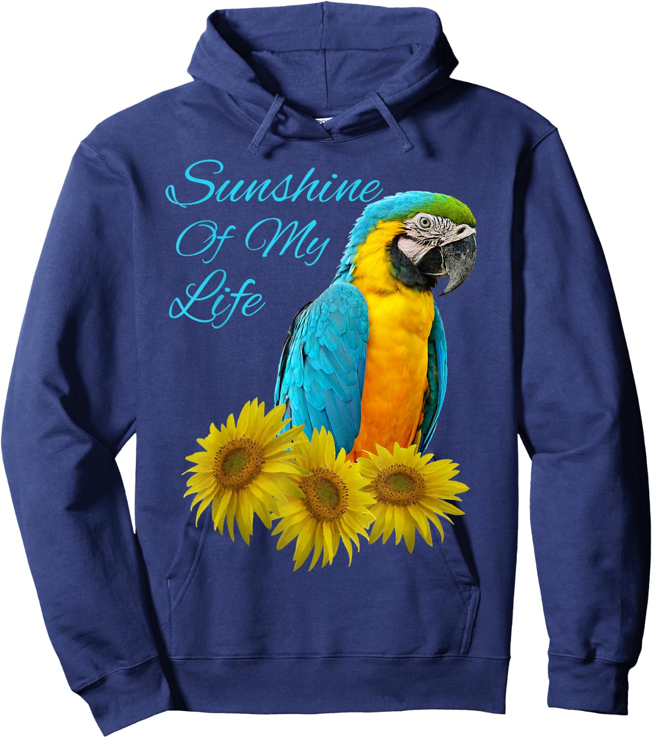 Yellow Chestnut Macaw Parrot Sunshine Sunflower Hoodie - Hoodie | Navy