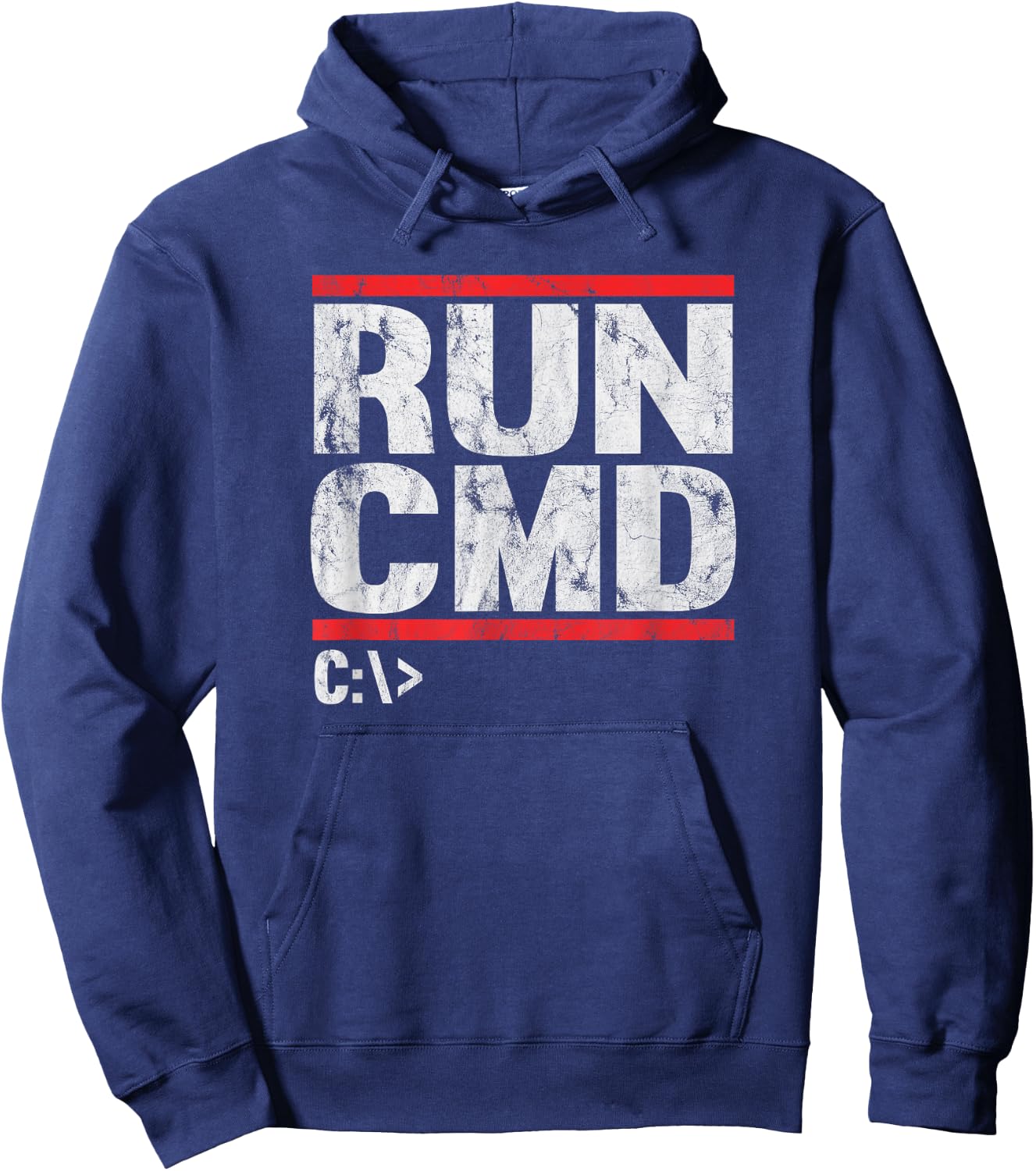 Run CMD Distressed Funny Hoodie - Hoodie | Navy