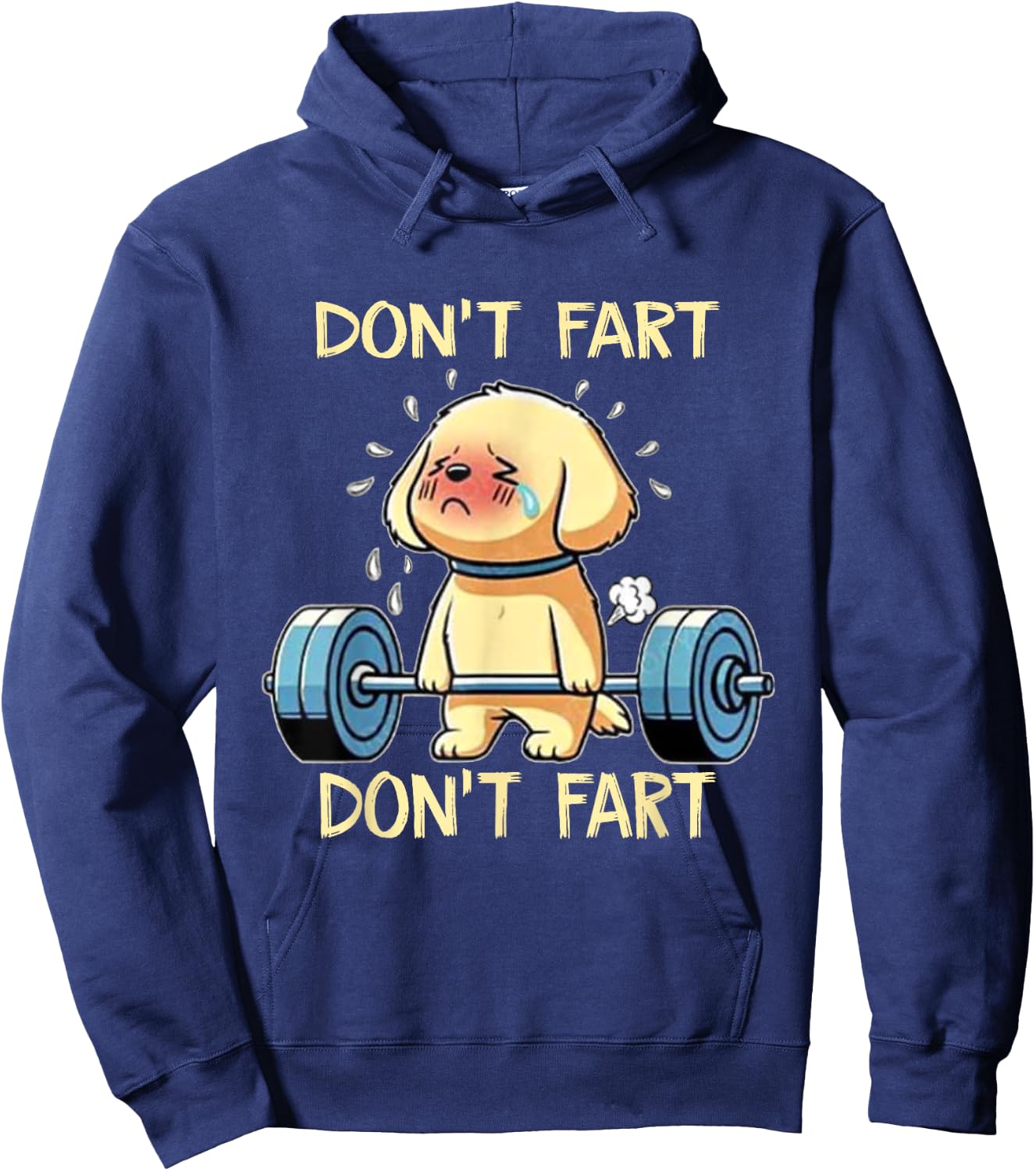 Dog Don't Fart Adults Black Cartoon Workout Gym , Small, Short Sleeve, , Polyester, Classic Fit, Novelty Design, All Seasons, 1 Count Hoodie - Hoodie | Navy