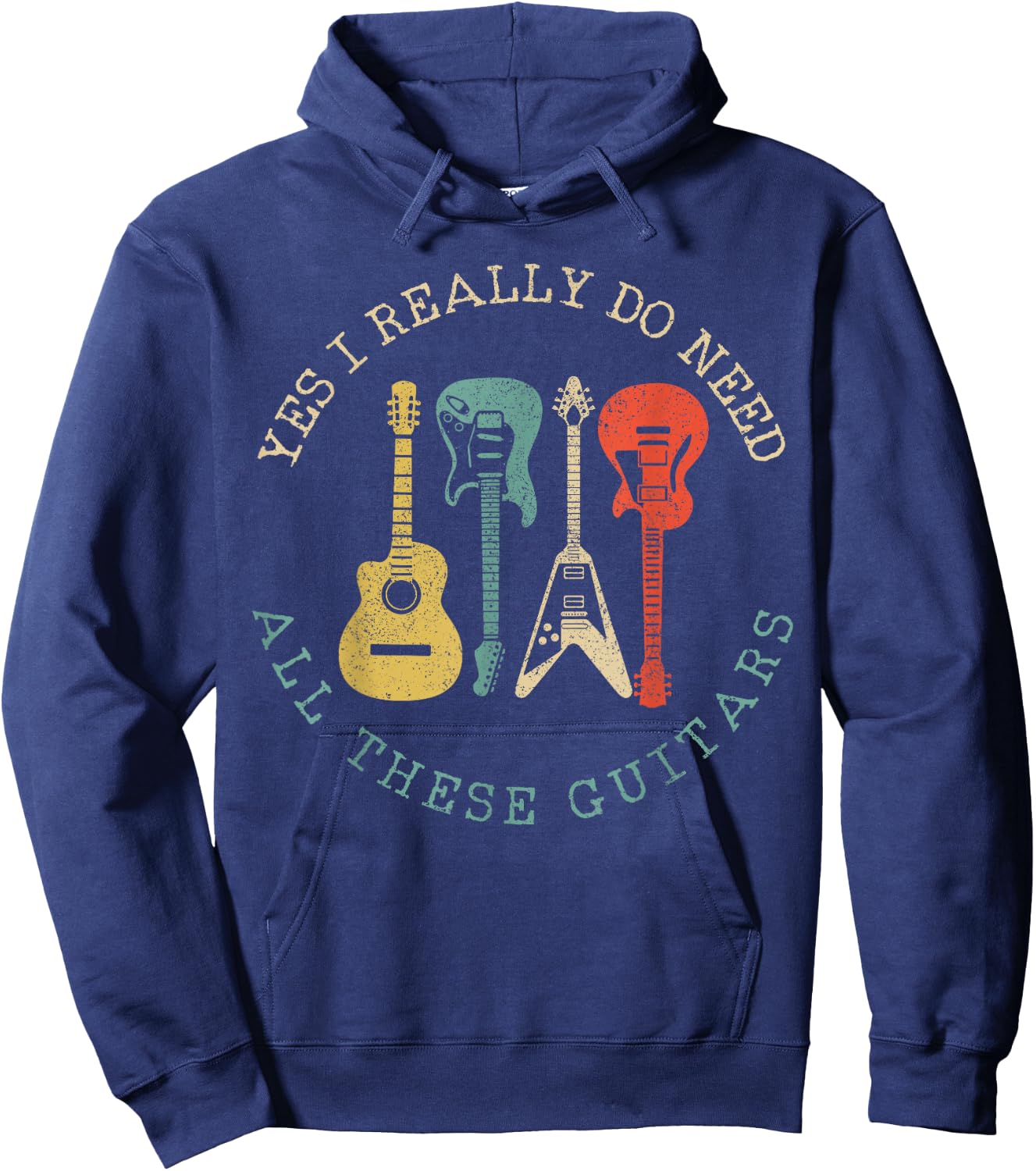 Guitar Vintage Saying Funny Guitarist Gift Hoodie - Hoodie | Navy