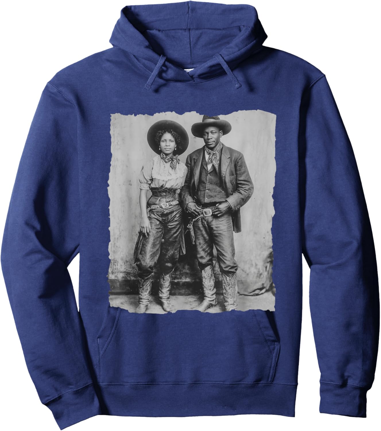 Black Cowgirl Cowboy Couple African Western Hoodie - Hoodie | Navy