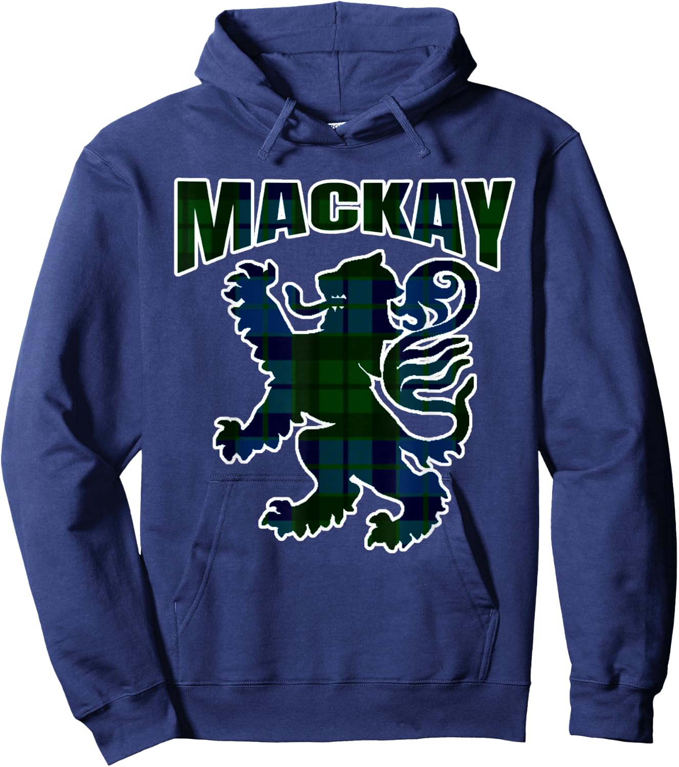 MacKay Clan Kilt Tartan Lion Namesake Scottish Hoodie - Hoodie | Navy