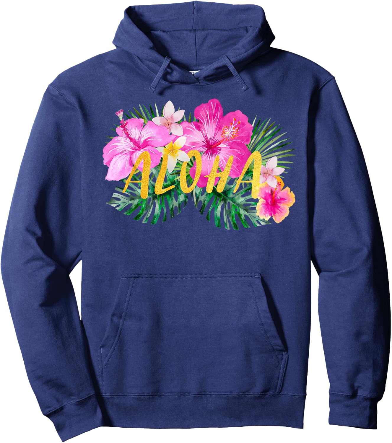 Aloha Hibiscus Flowers Hoodie - Hoodie | Navy