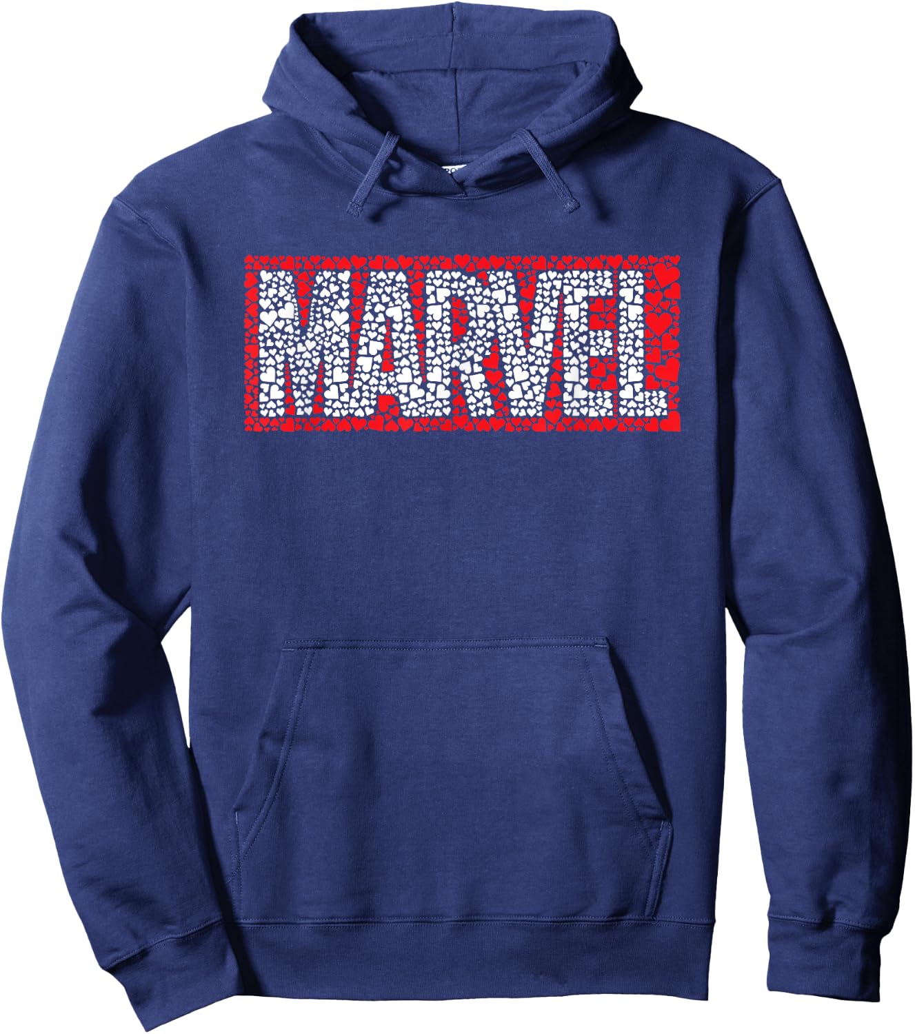 Marvel Logo Red Brick Hearts Valentine's Day Hoodie - Hoodie | Navy