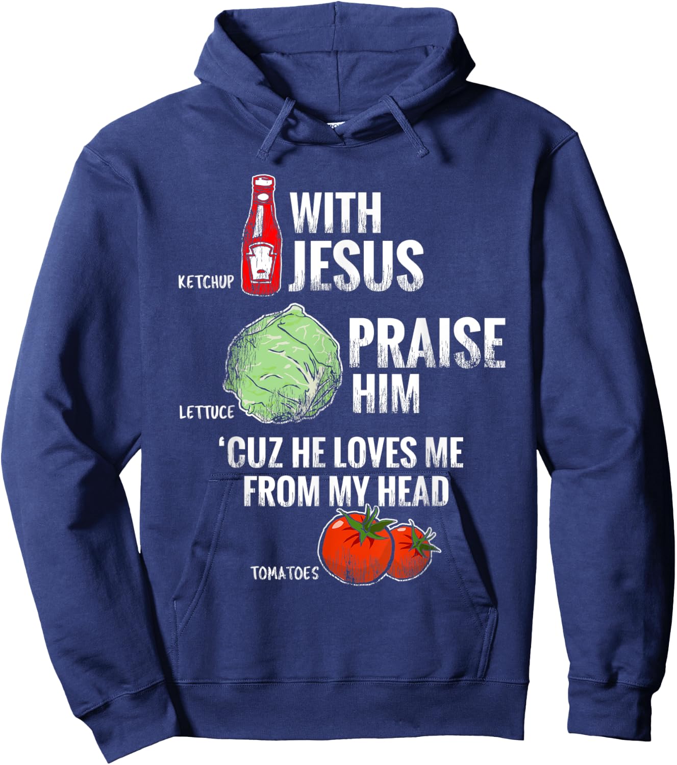 Funny Jesus Christian Vegetarian for Word Pun Hoodie - Hoodie | Navy