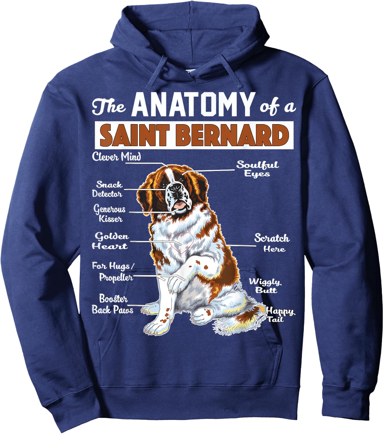 The Anatomy of a Saint Bernard - Funny shirt Hoodie - Hoodie | Navy