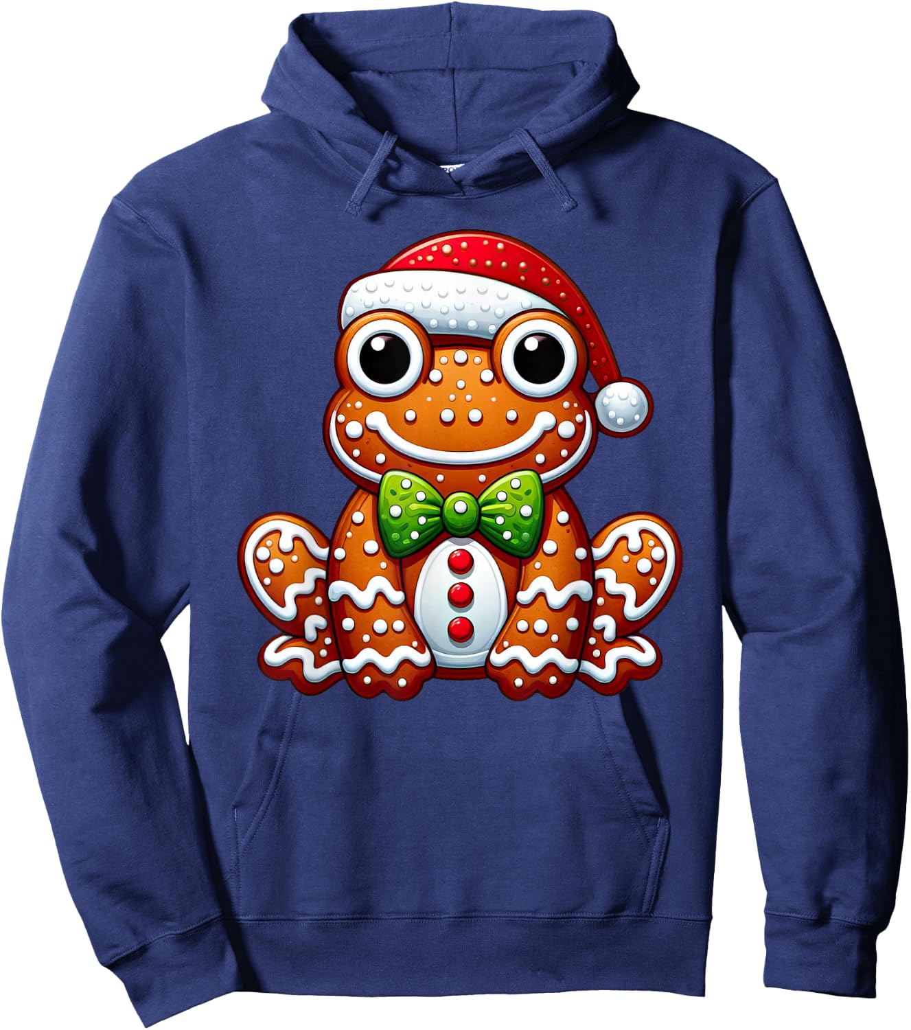 Funny Gingerbread Man Frog Christmas Kids Hoodie - Hoodie | Navy