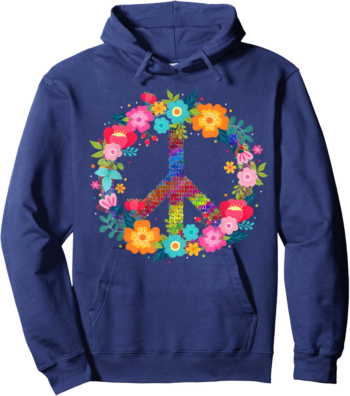 Peace Love Hippie Design - 60s 70s Retro Hoodie - Hoodie | Navy