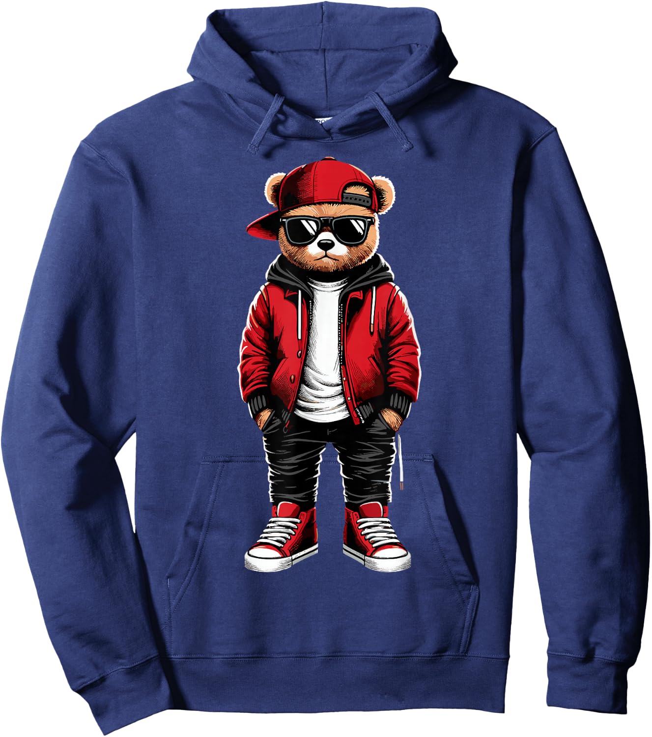 Hip Hop Teddy Bear Rap Music Hoodie - Hoodie | Navy