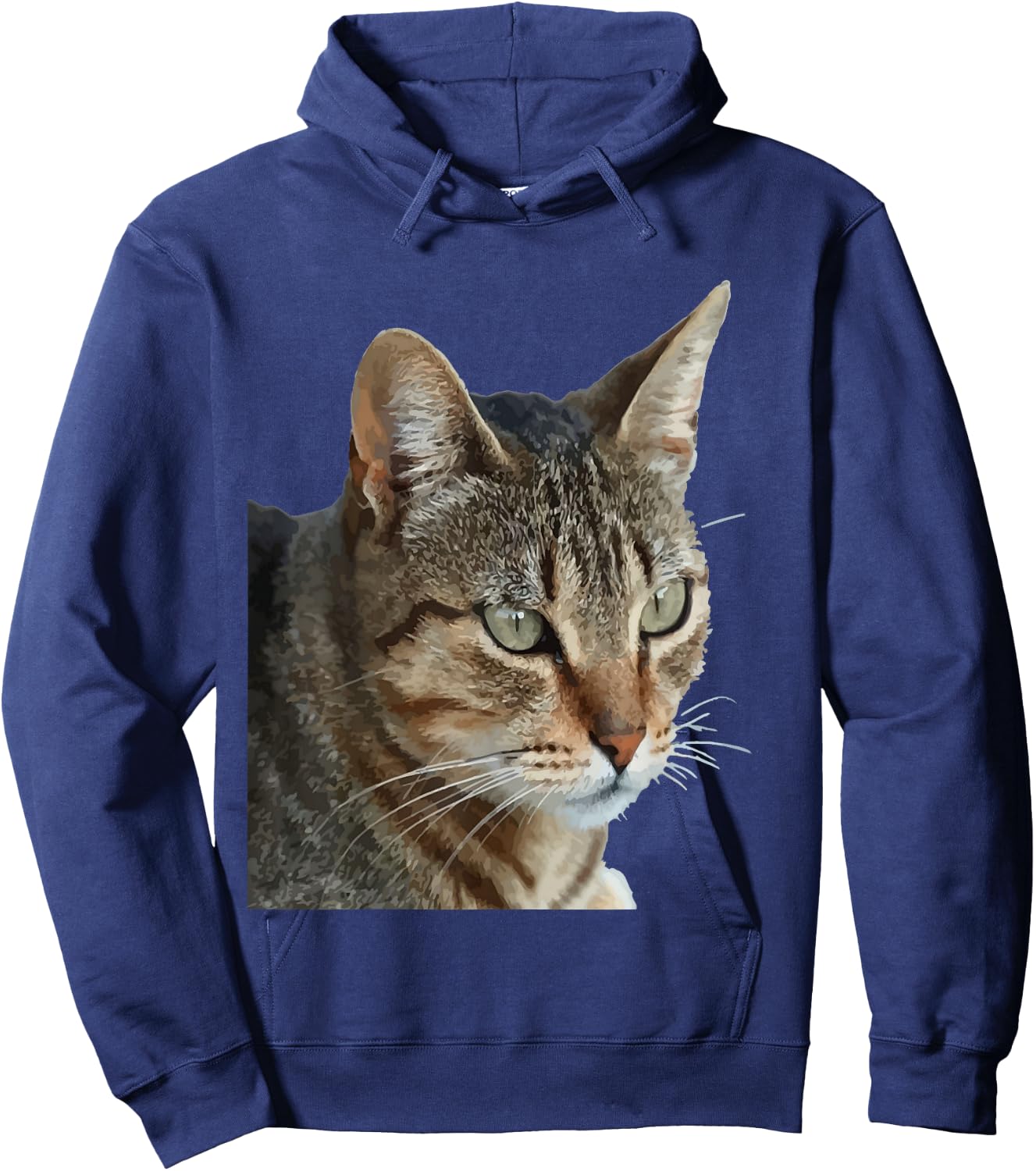 Stunning Tabby Cat Close Up Portrait Vector Hoodie - Hoodie | Navy