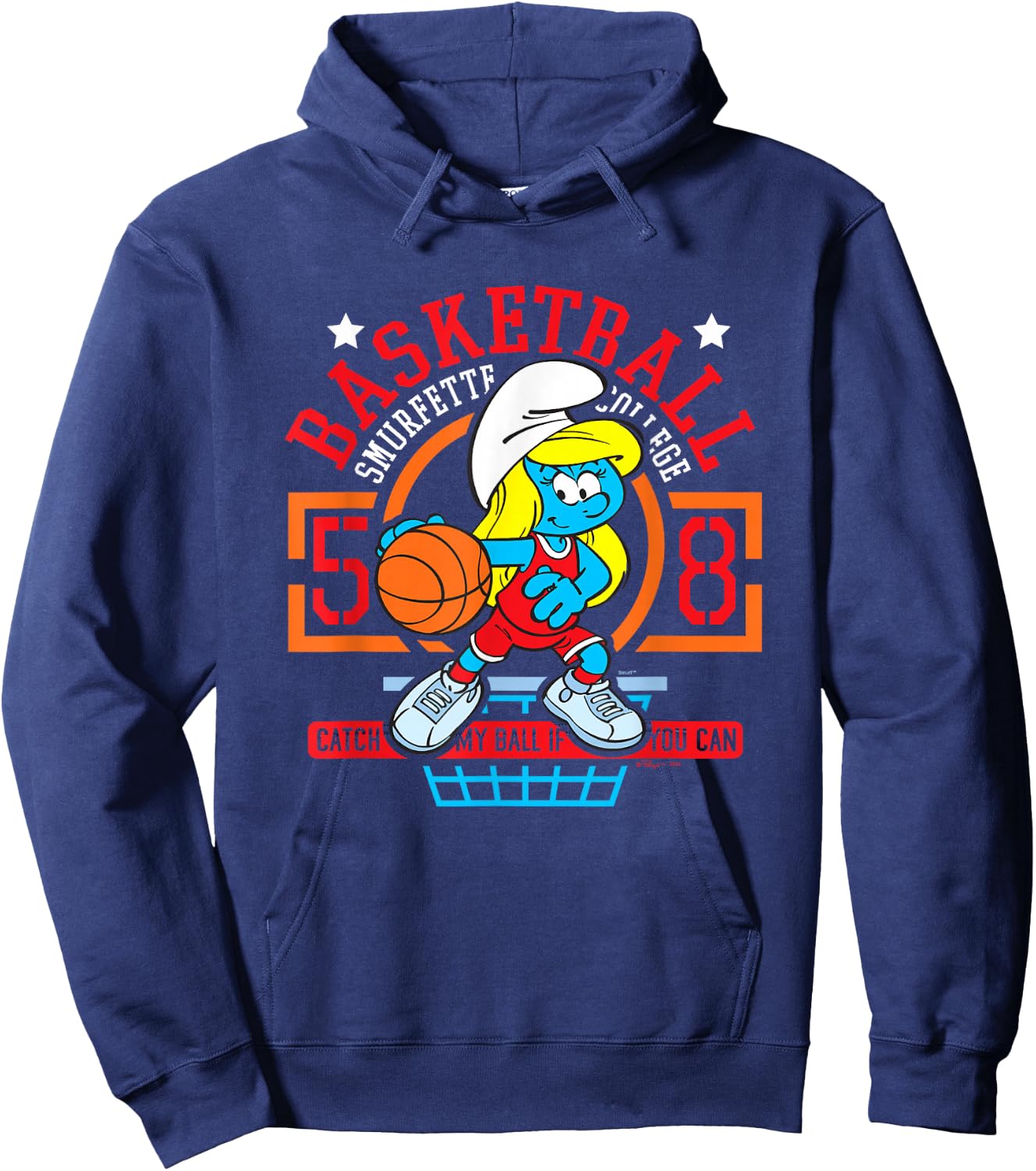 The Smurfs Basketball Smurfette College Logo Hoodie - Hoodie | Navy