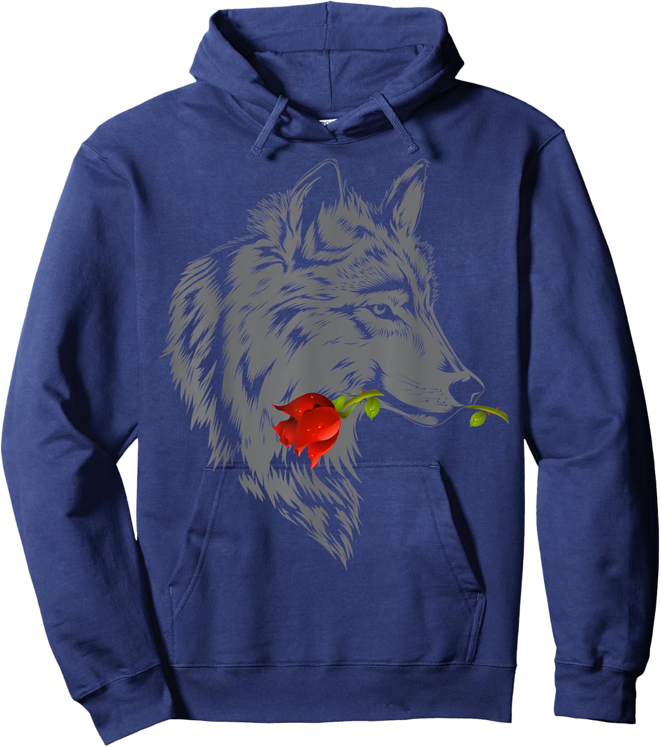 Wolf Rose Shirt | Cute Valentine Gray Wolf Gift Hoodie - Hoodie | Navy