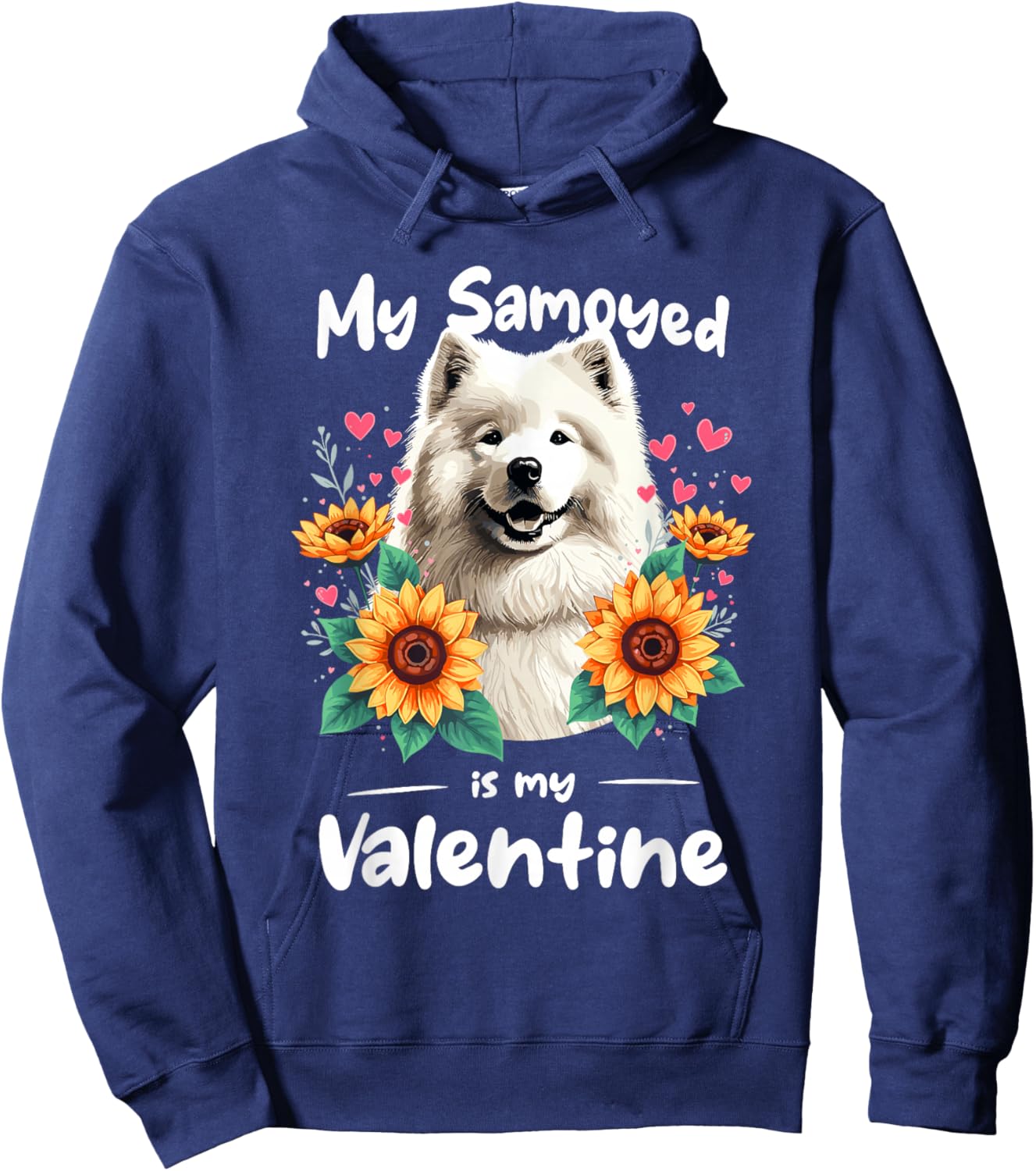 Sunflowers Valentine's Day Samoyed Dog Sammies Hoodie - Hoodie | Navy