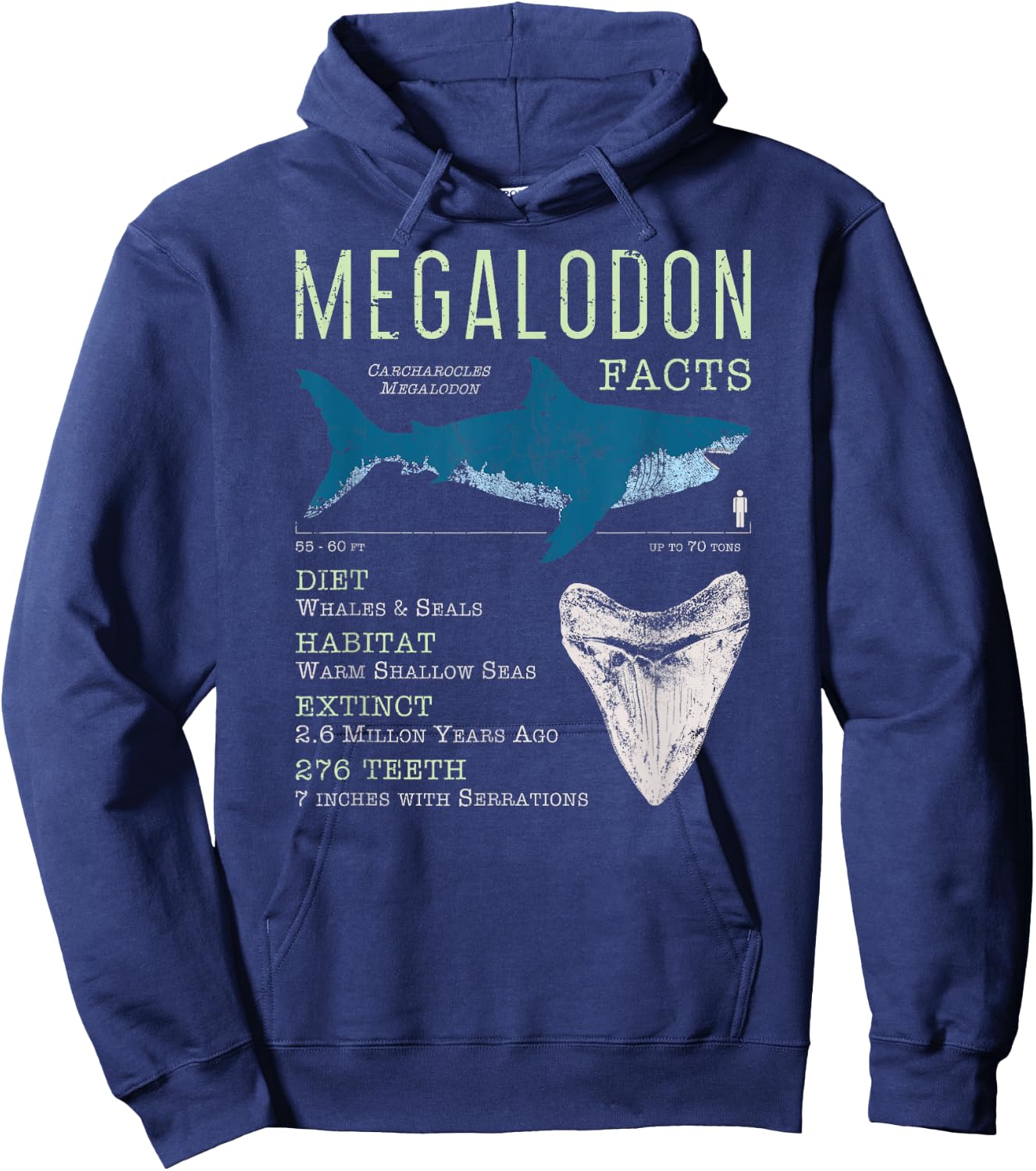 Megalodon | Meg Facts Funny Shark Lover Gift Hoodie - Hoodie | Navy