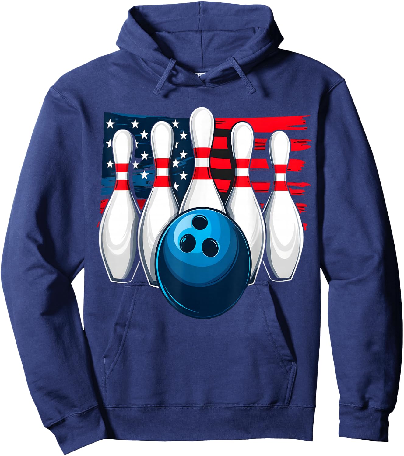 Bowling American Flag Hoodie - Hoodie | Navy