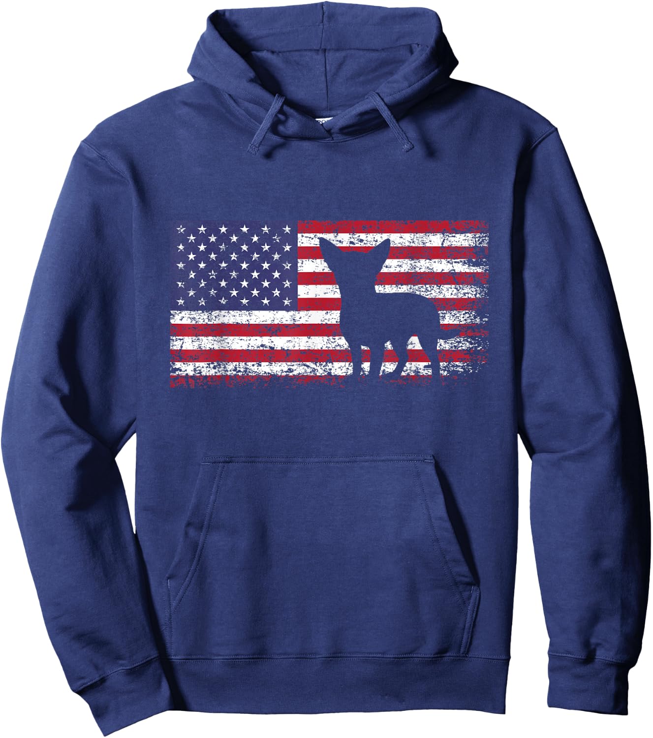 Chihuahua American Flag I Love My Chihuahua Hoodie - Hoodie | Navy