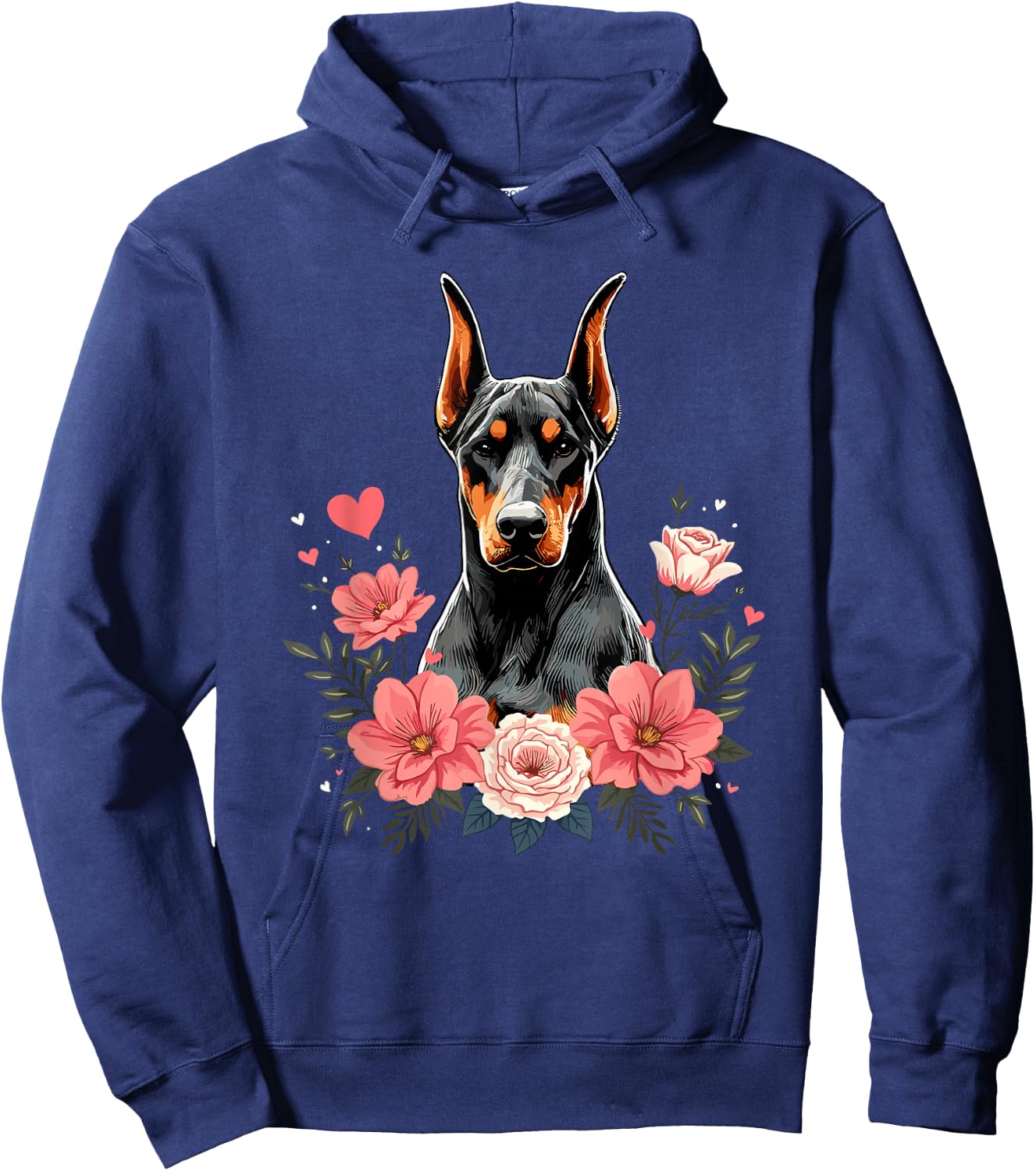 Roses Flowers Doberman Pinscher Dobermans Dobie Hoodie - Hoodie | Navy