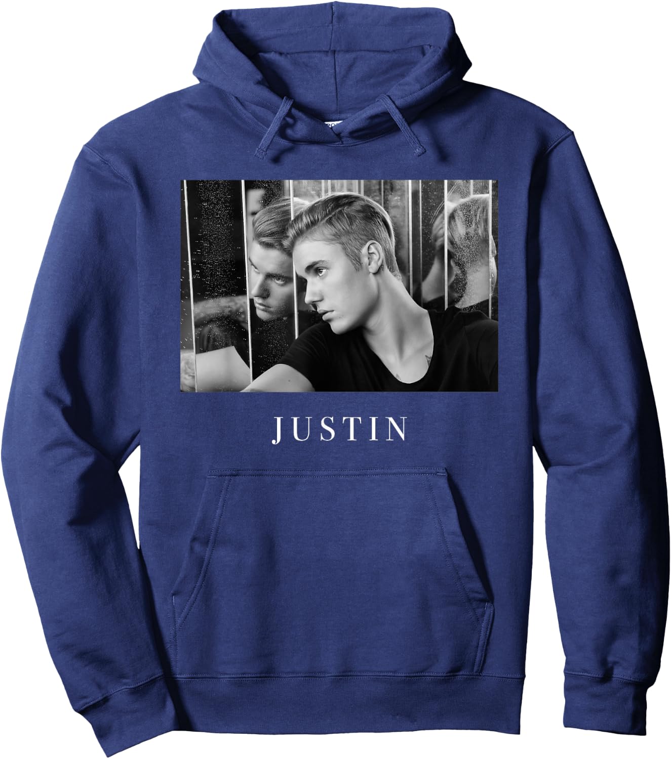 Official Justin Bieber Reflection Photo B&W Hoodie - Hoodie | Navy