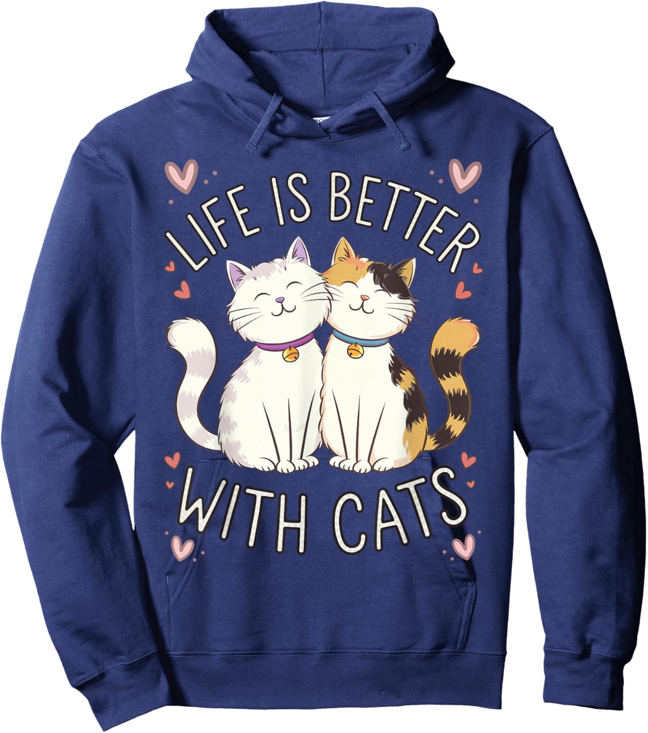 Life Is Better With Cats Cute Cat Lover Hoodie - Hoodie | Navy