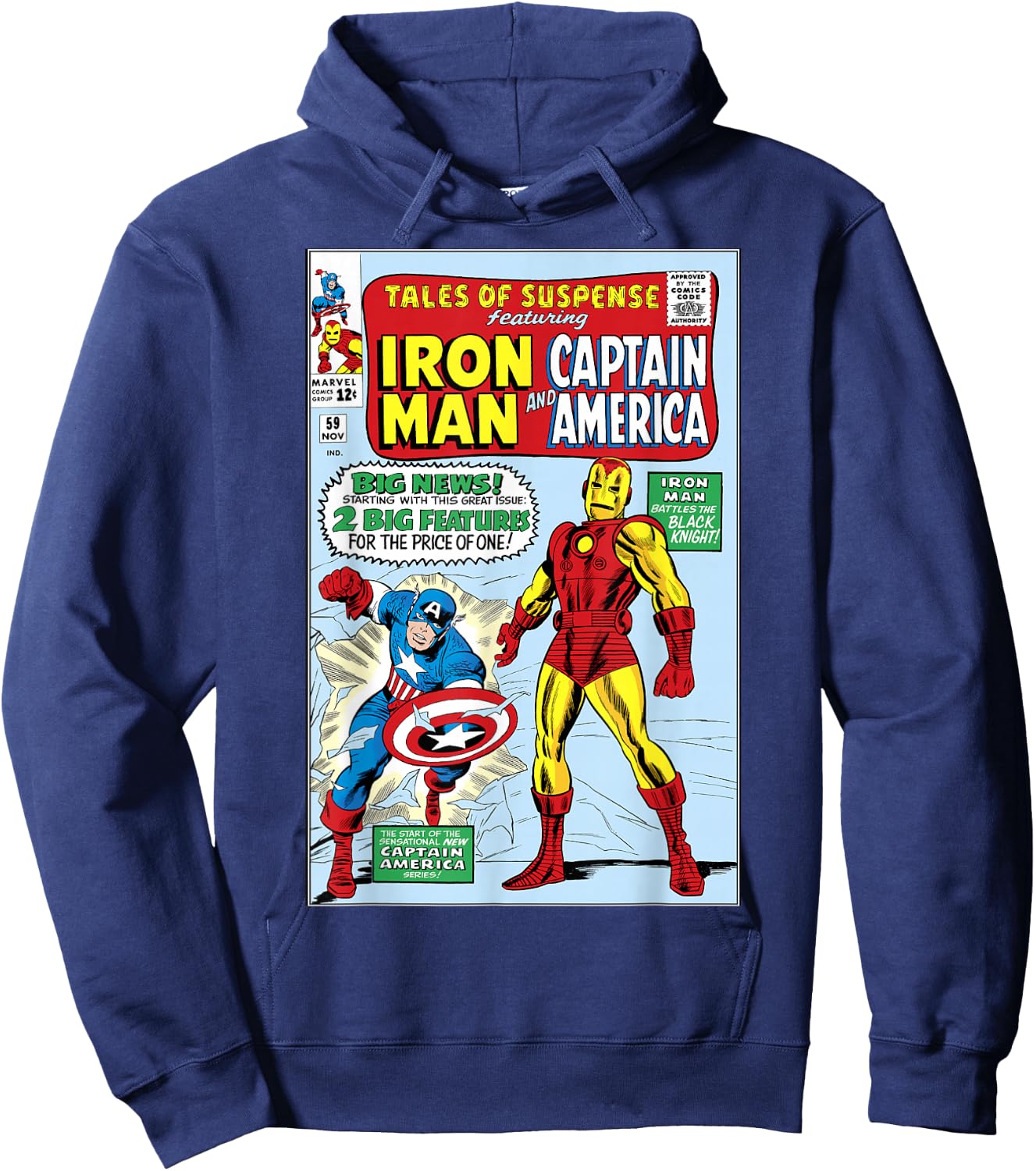 Marvel Iron Man And Captain America Comic Cover Hoodie - Hoodie | Navy