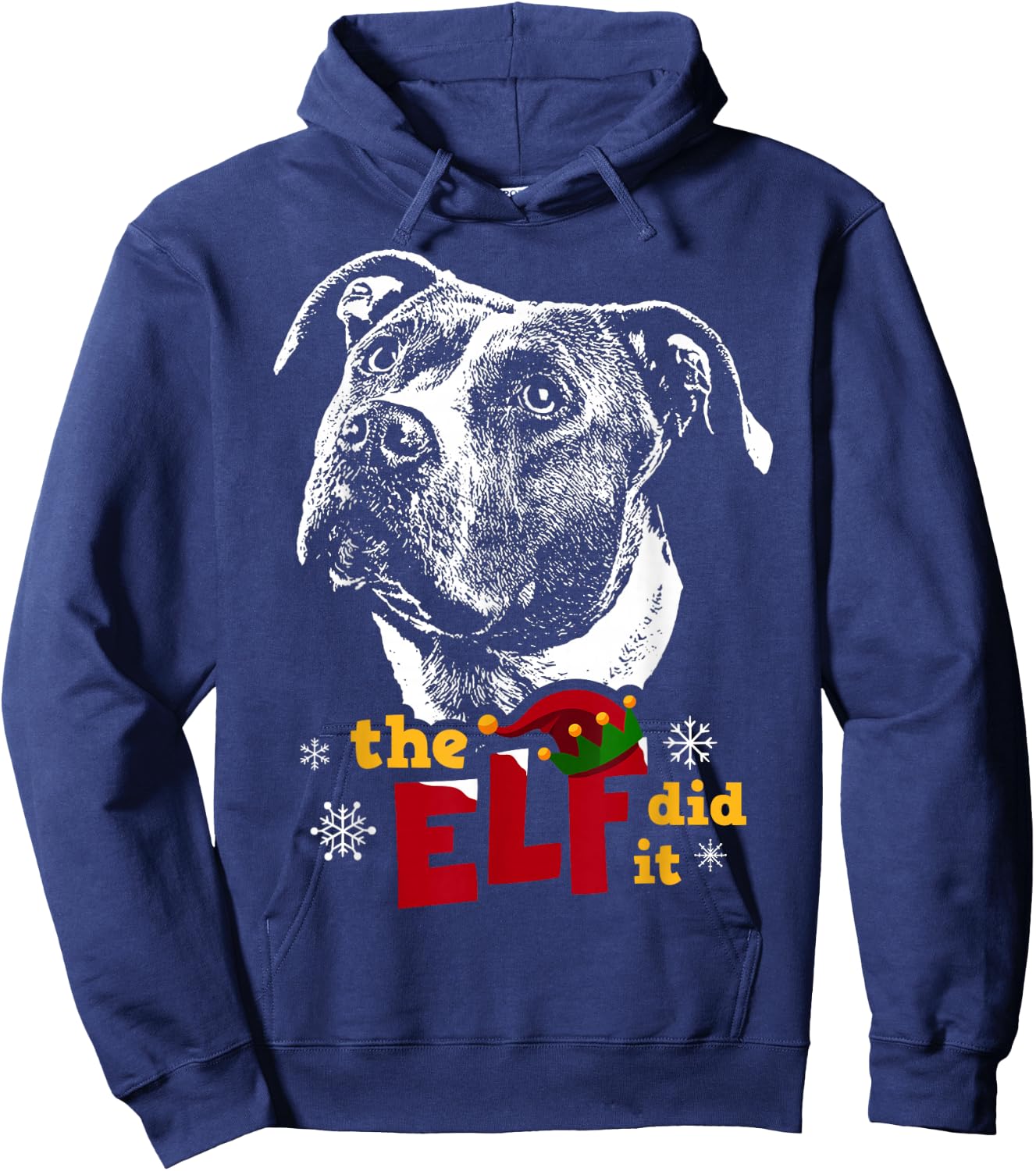 Elf did it Pitbull Christmas Hoodie - Hoodie | Navy