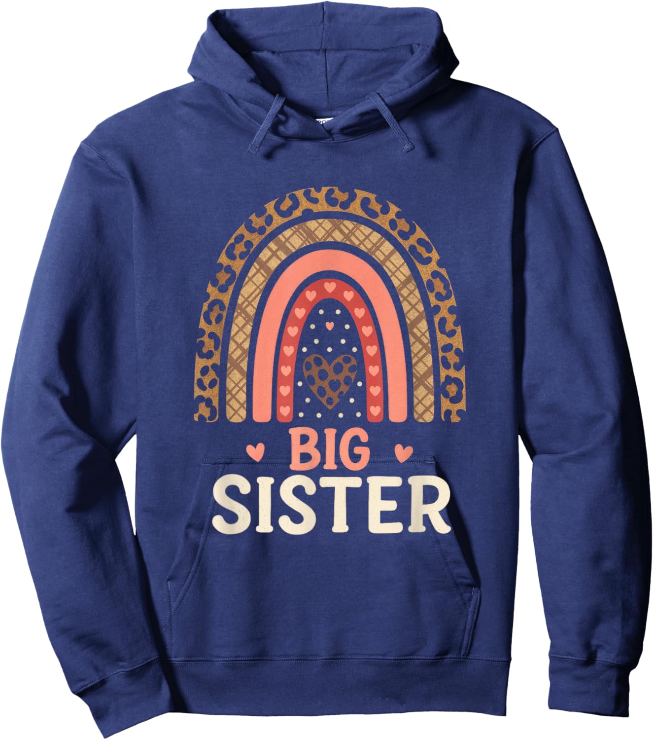 Big Sister - Rainbow Leopard Announcement Hoodie - Hoodie | Navy