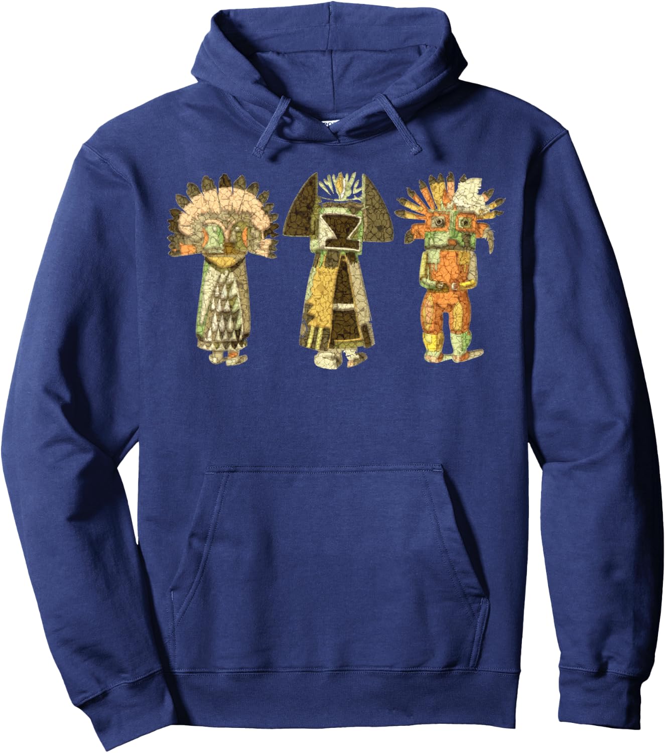 Native American KACHINA DOLLS abstract grunge 2 Hoodie - Hoodie | Navy