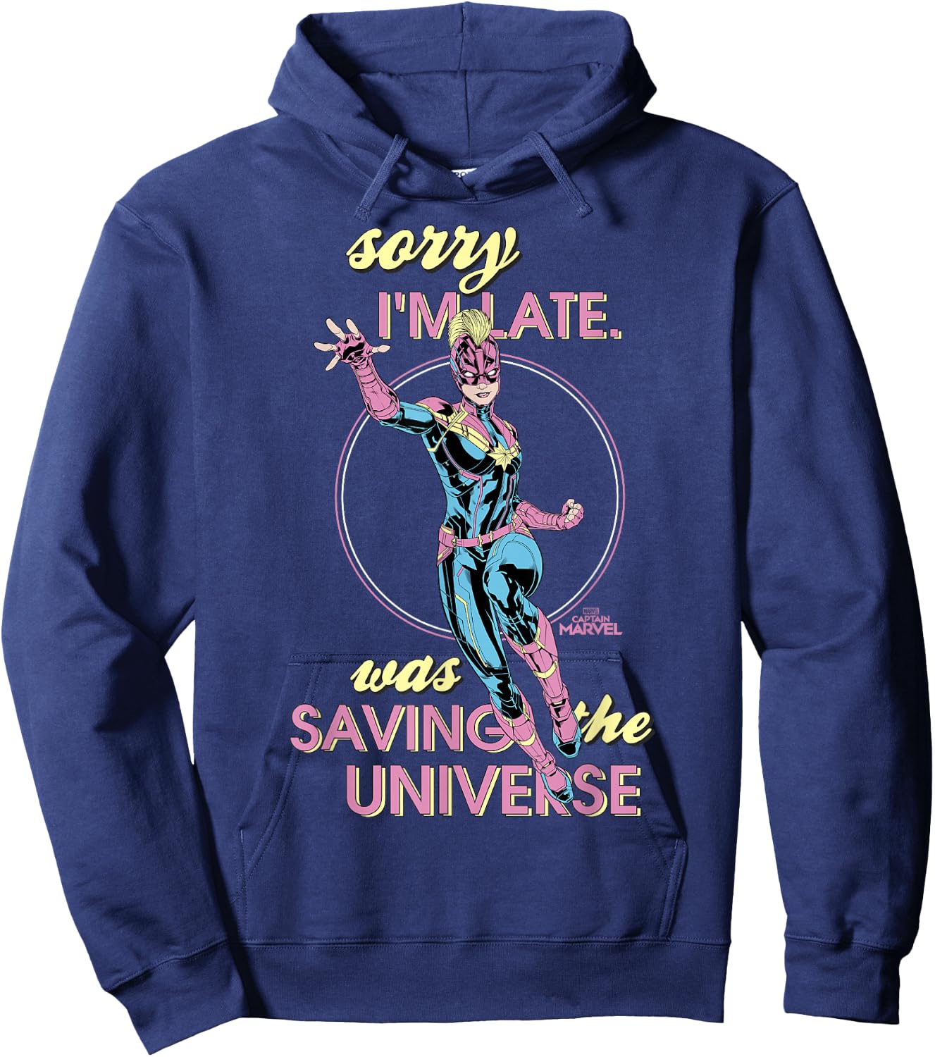 Captain Marvel Sorry I was Saving The Universe Hoodie - Hoodie | Navy